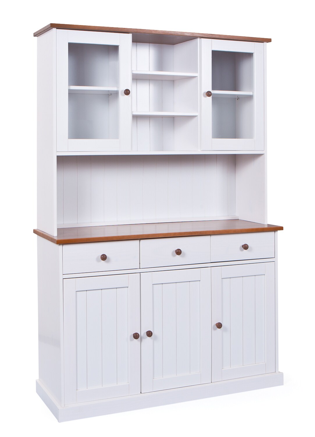 Inter Link FSC Buffet Buffetschrank Westerland - Kiefer Massivholz - 5 T&uuml;ren,3 Schubladen - Weiss, Sepia lackiert 