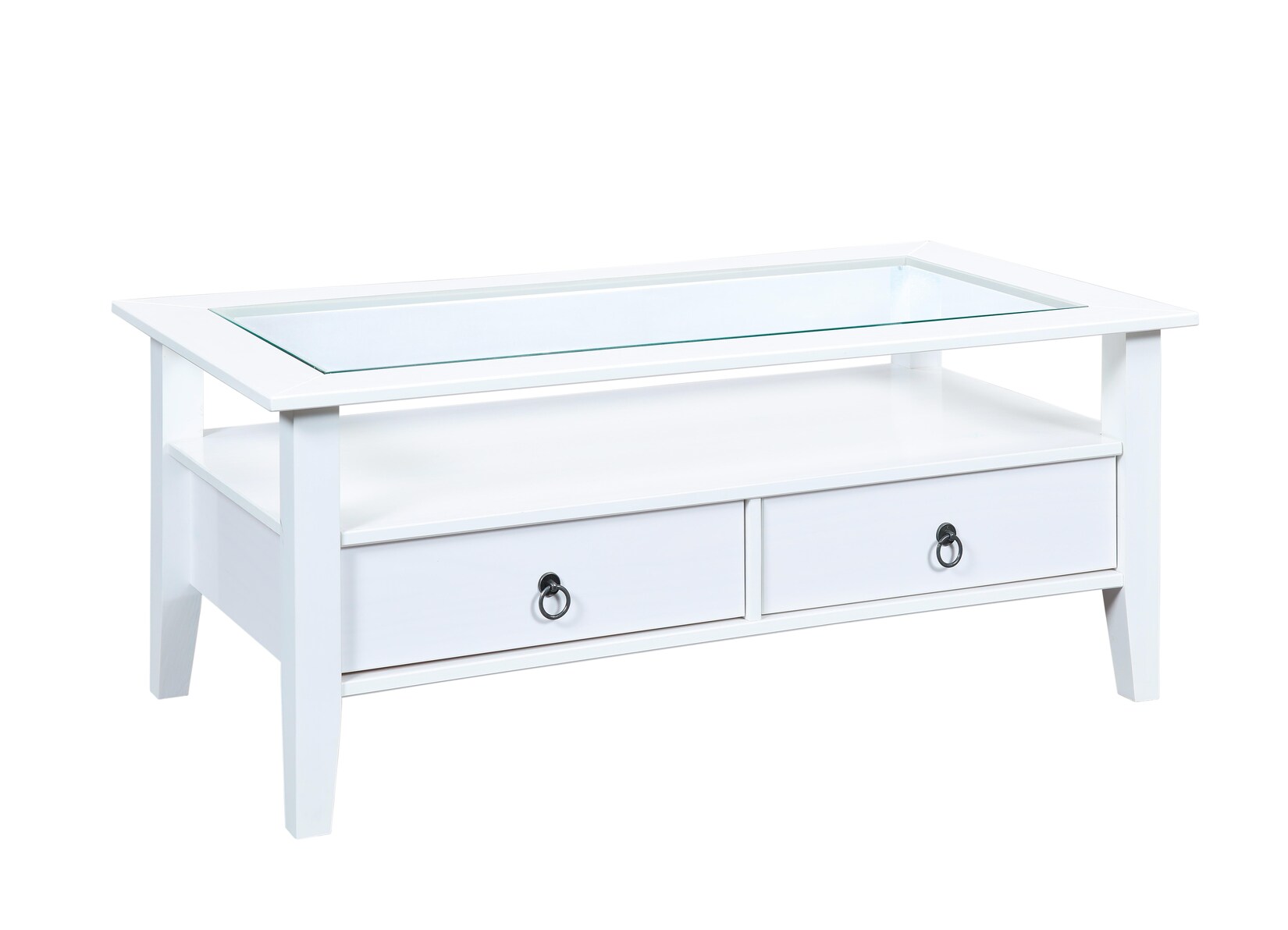 Inter Link Couchtisch Provence mit 2 Schubladen aus Kiefer Massivholz - Weiss