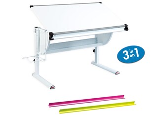 Inter Link Schülerschreibtisch Matts 3 in 1 in weiss, pink und grün 
