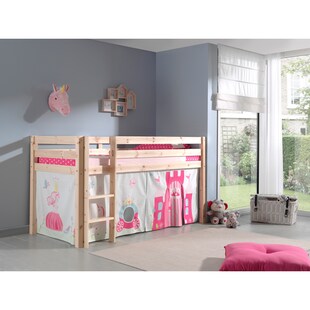 Vipack Spielbett Pino, Kiefer massiv natur mit Vorhang - Dessin Princes 