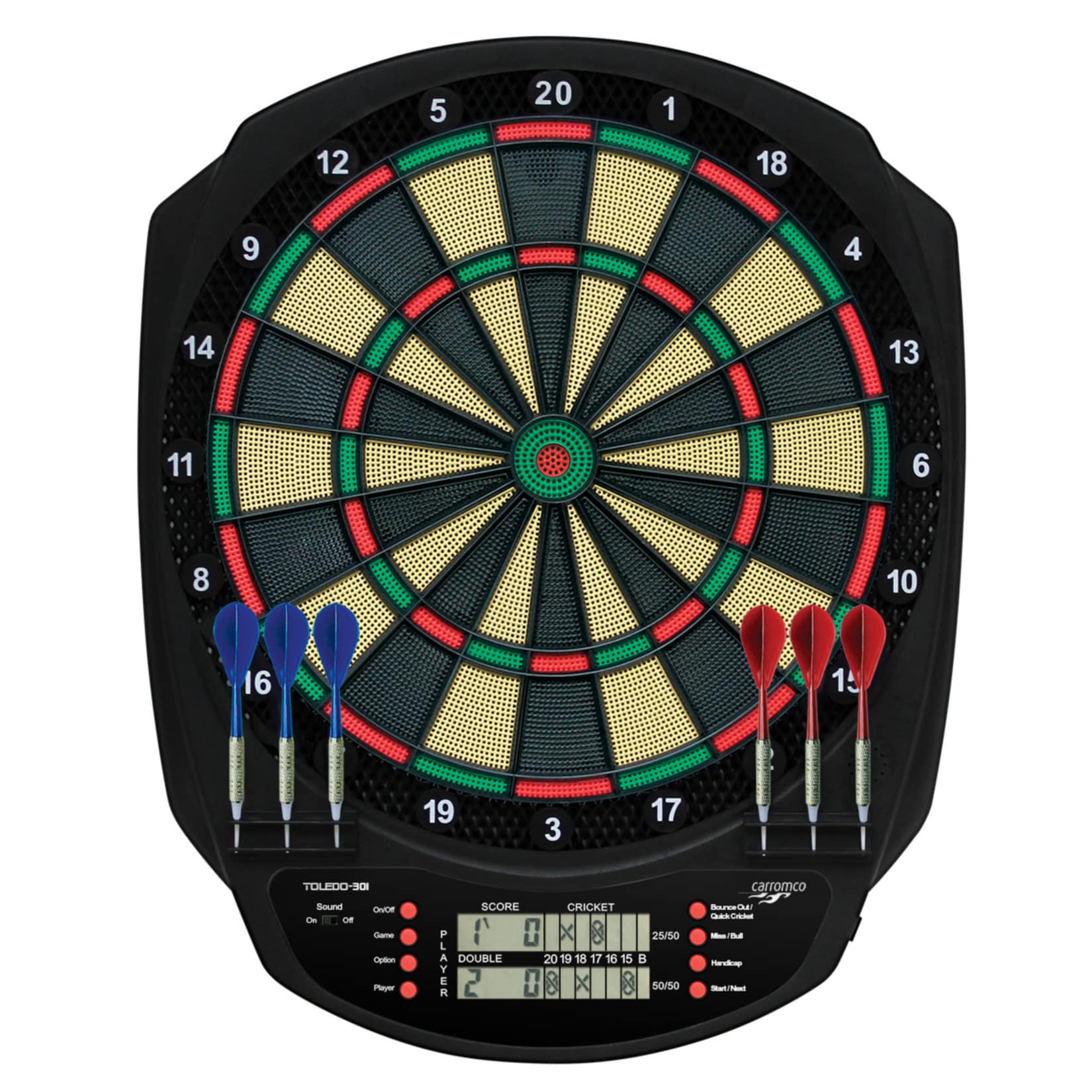CARROMCO ELEKTRONIK DARTBOARD TOLEDO 301, 3-LOCH-ABSTAND 