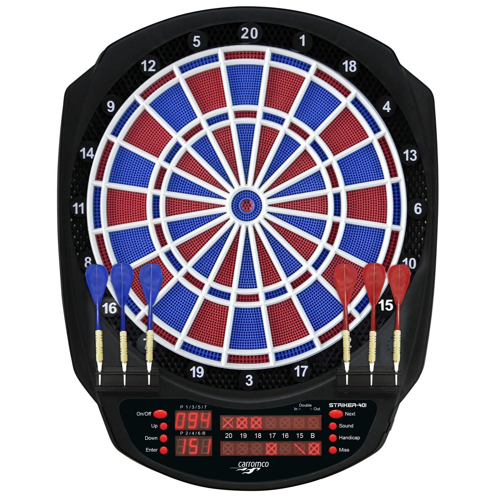 CARROMCO ELEKTRONIK DARTBOARD STRIKER-401, MIT ADAPTER, 2-LOCH ABSTAND 