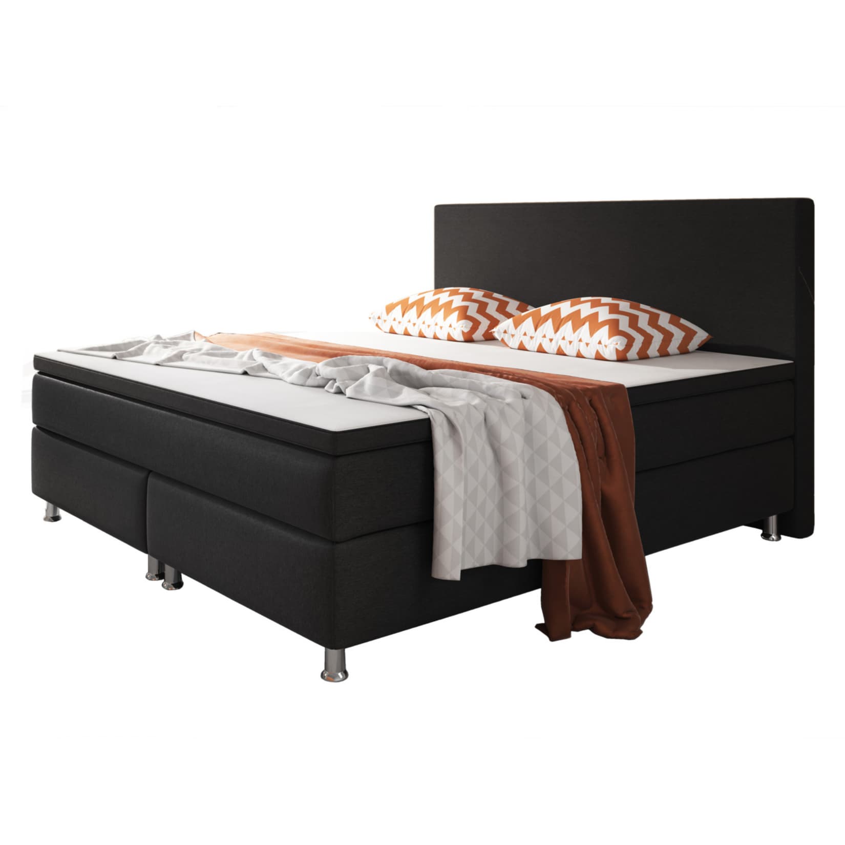 Inter Trading Boxspringbett Berlin 180 x 200 cm schwarz 
