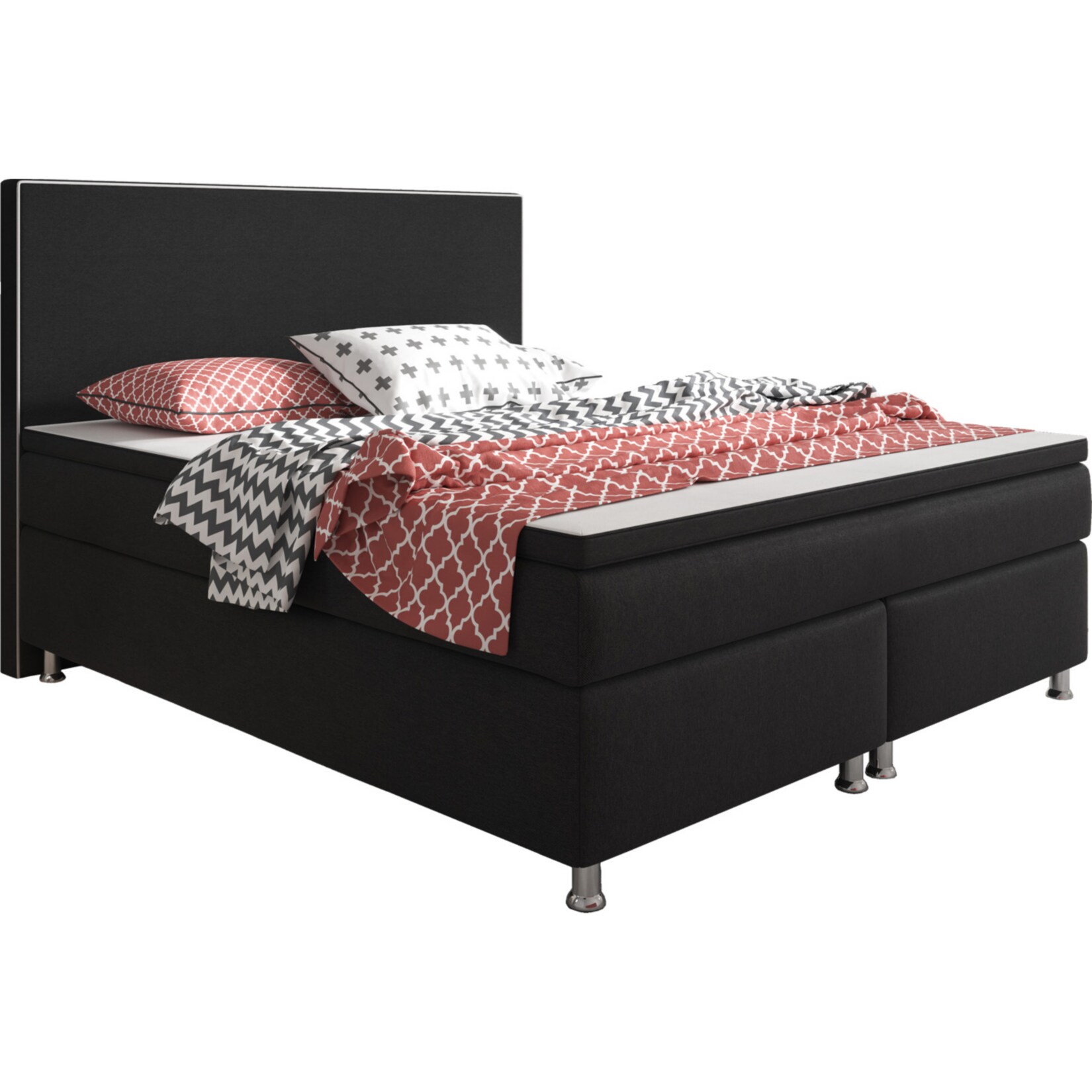 Inter Trading Boxspringbett King Size 180 x 200 cm Schwarz - versch. Farben