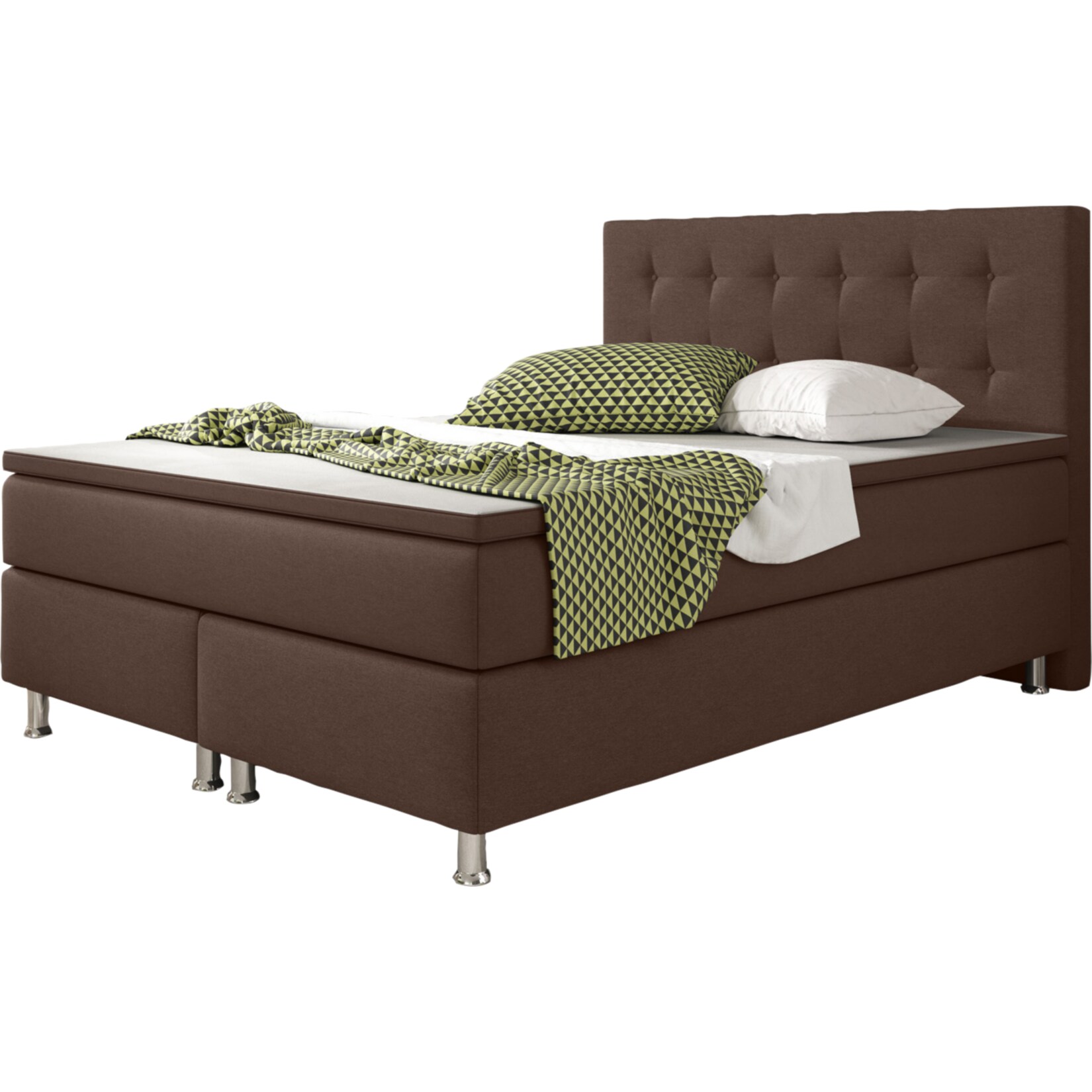 Inter Trading Boxspringbett K&ouml;ln 140 x 200 cm, braun 