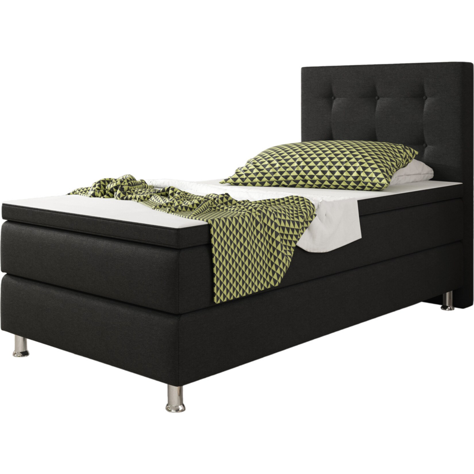 Inter Trading Boxspringbett K&ouml;ln 90 x 200 cm, schwarz 