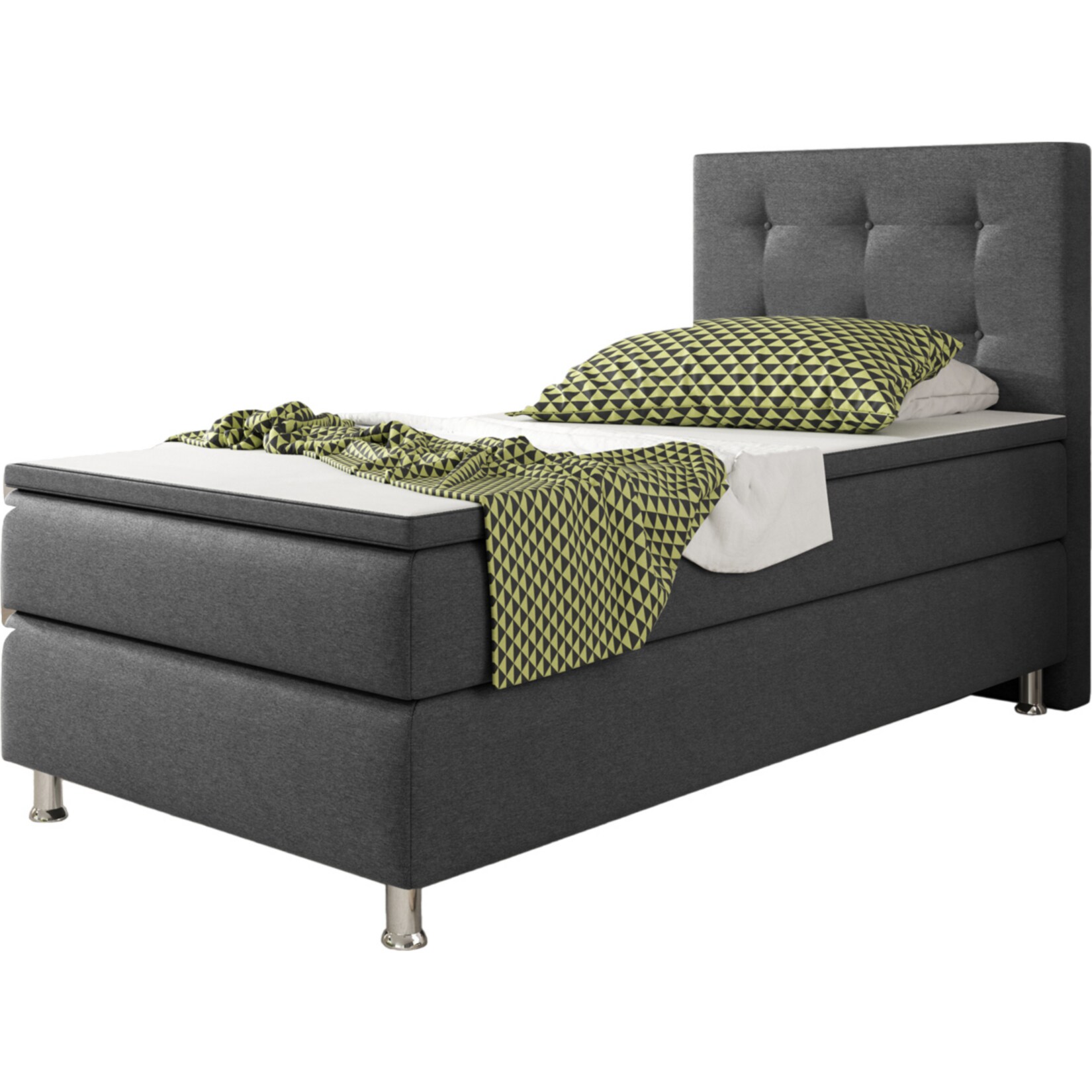 Inter Trading Boxspringbett K&ouml;ln 90 x 200 cm, anthrazit 