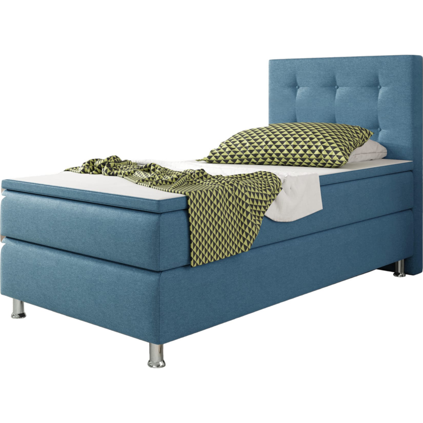 Inter Trading Boxspringbett K&ouml;ln 90 x 200 cm, blau 