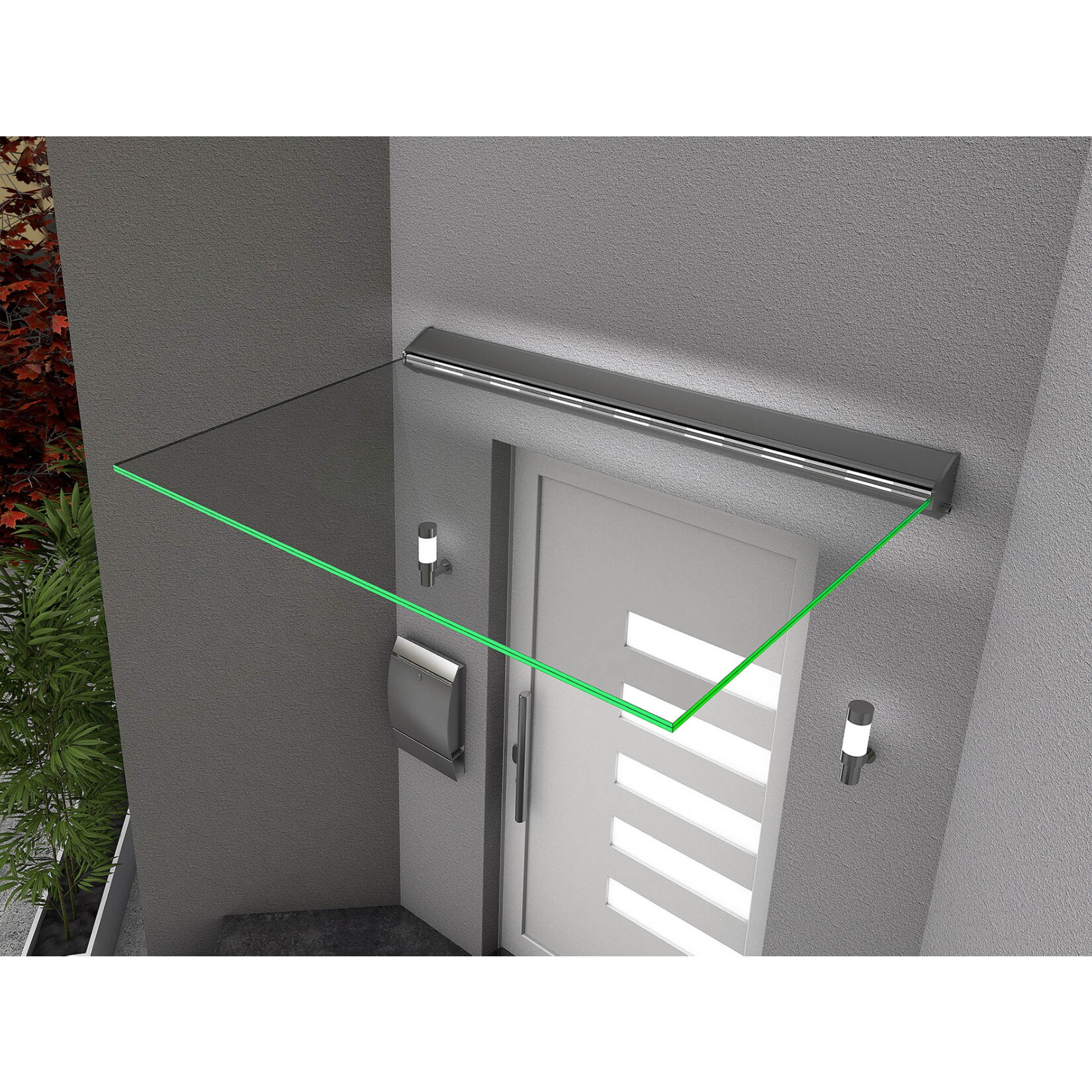 HD LED-Echtglas-Vordach 160 x 100 cm