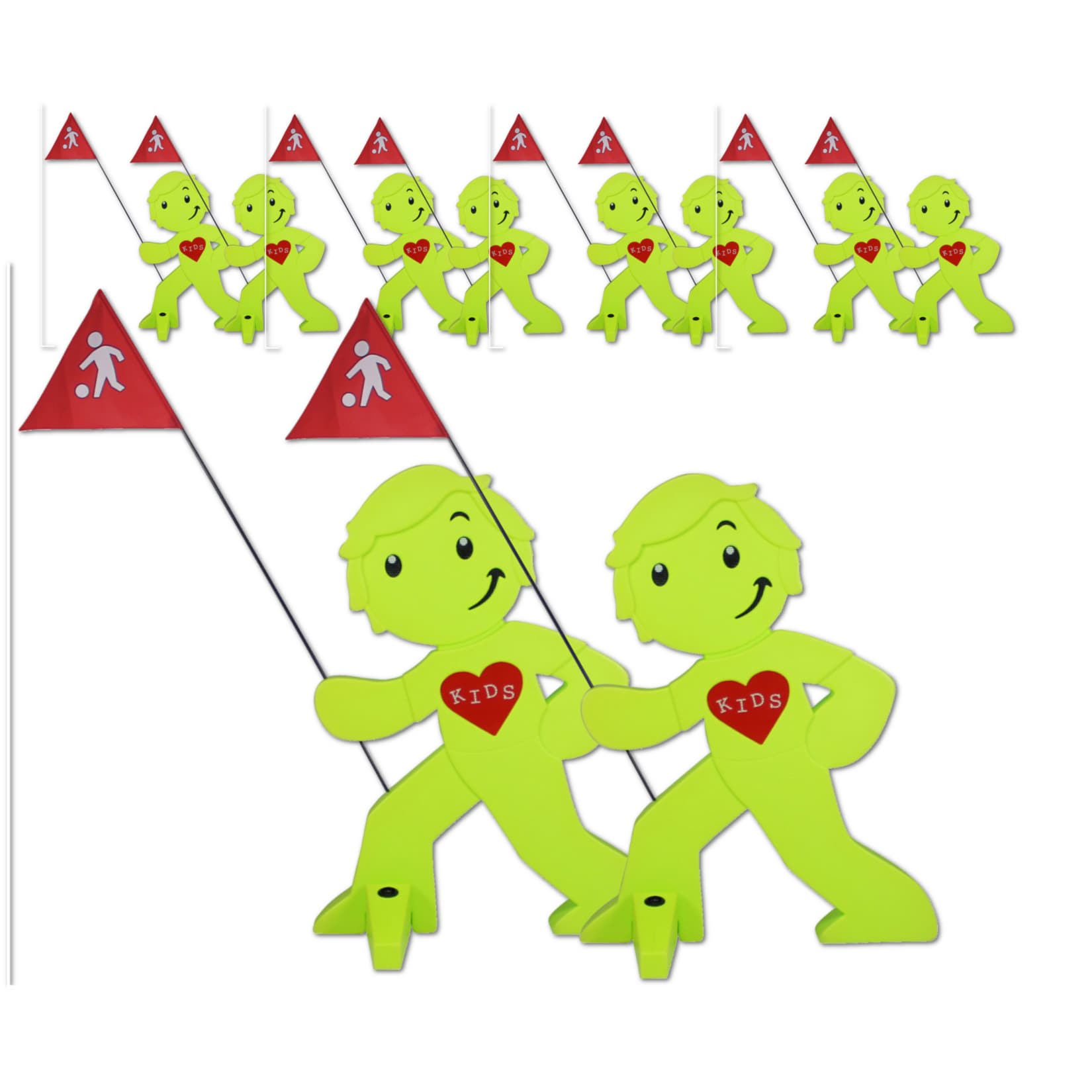 Streetbuddy 10 St&uuml;ck, Warnfigur "Spielende Kinder", Gr&uuml;n 