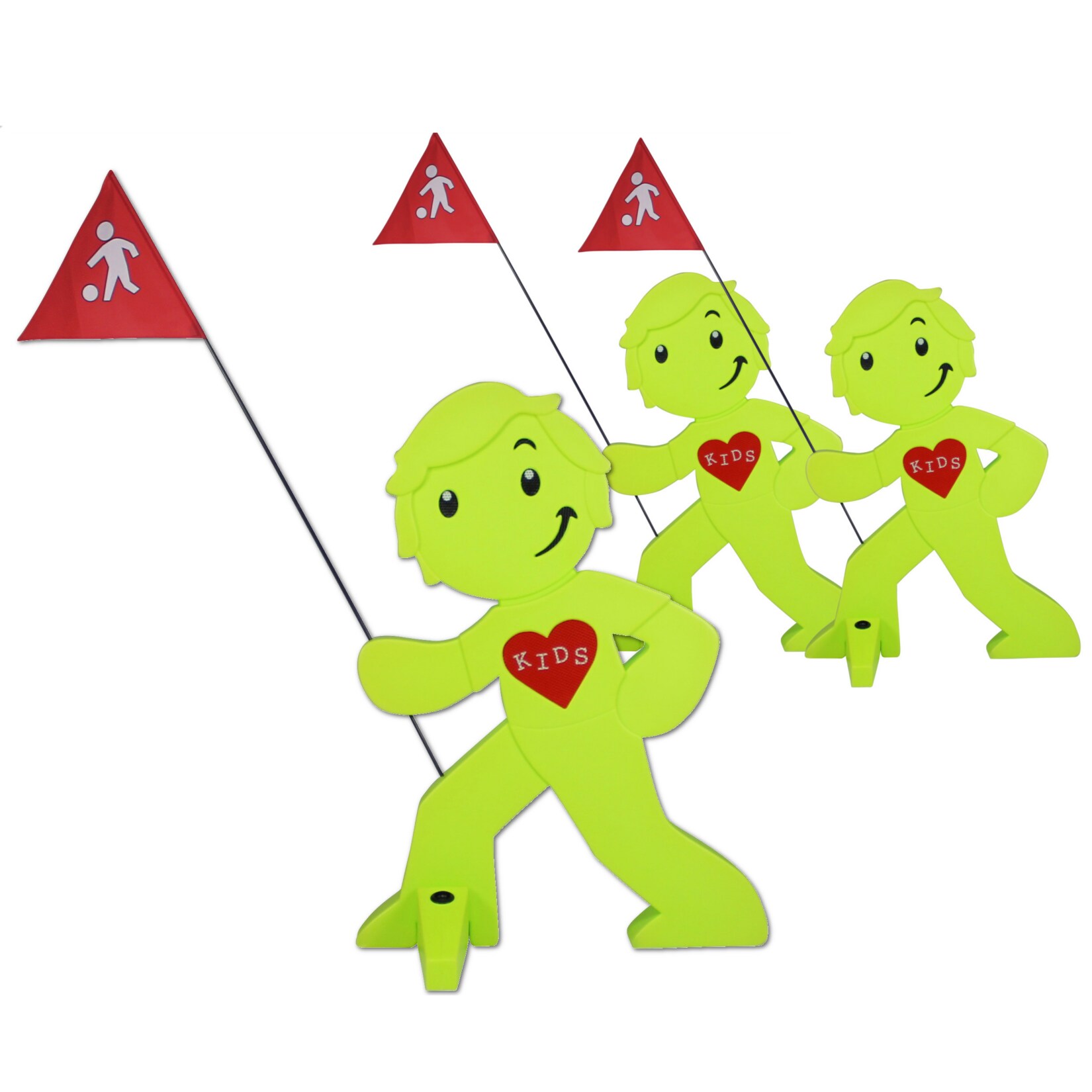 Streetbuddy 3 St&uuml;ck, Warnfigur "Spielende Kinder", Gr&uuml;n 