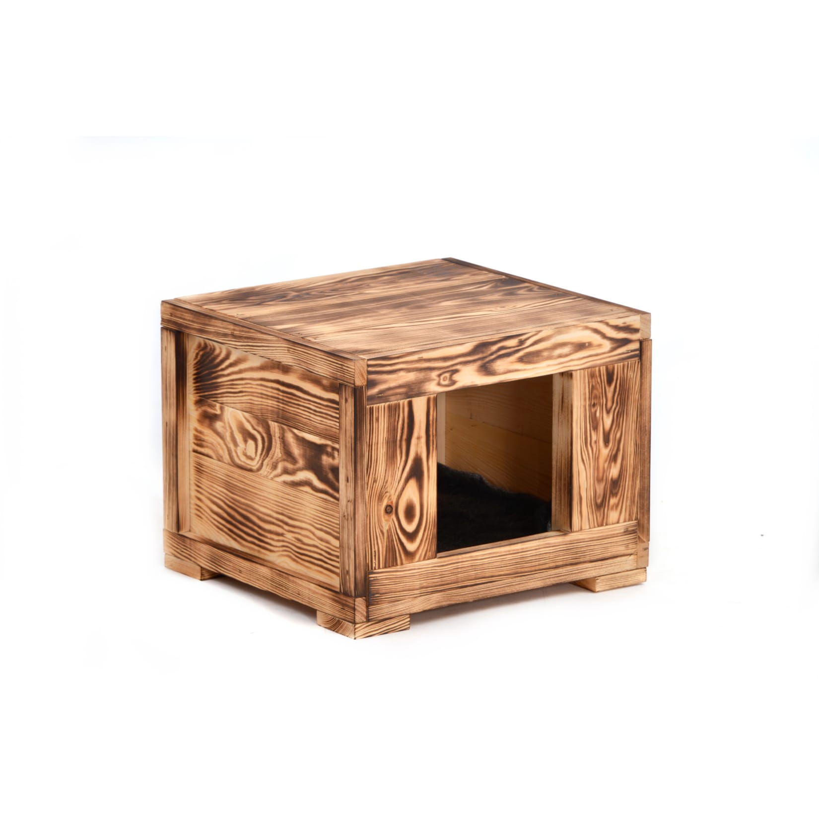 Rohrschnieder Wohnh&ouml;hle Amadeus Holz geflammt - Pl&uuml;sch 