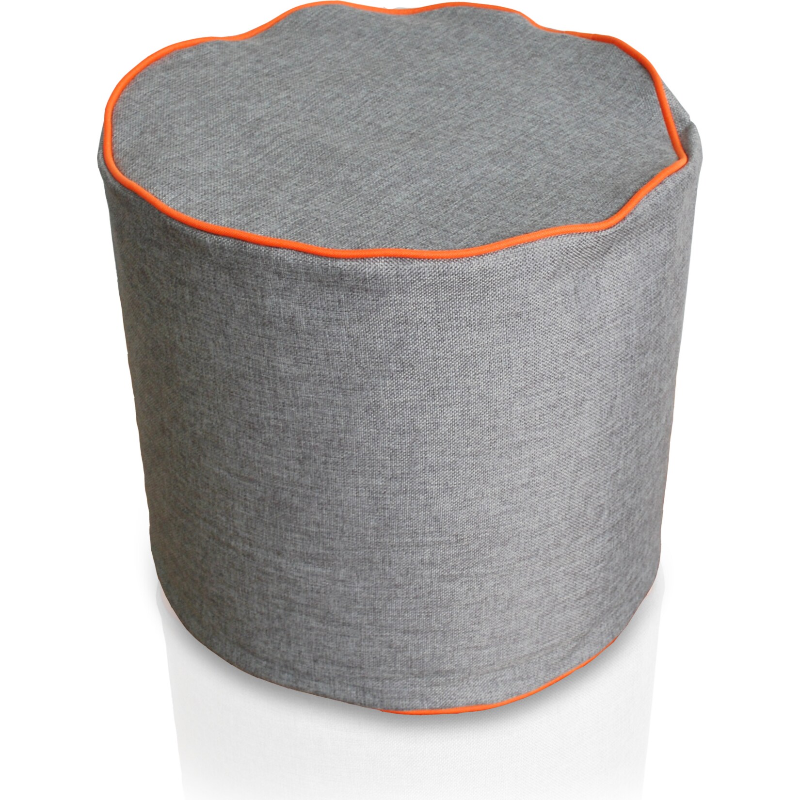 KINZLER Hocker rund, Leinenoptik mit Neon-Piping, Terra