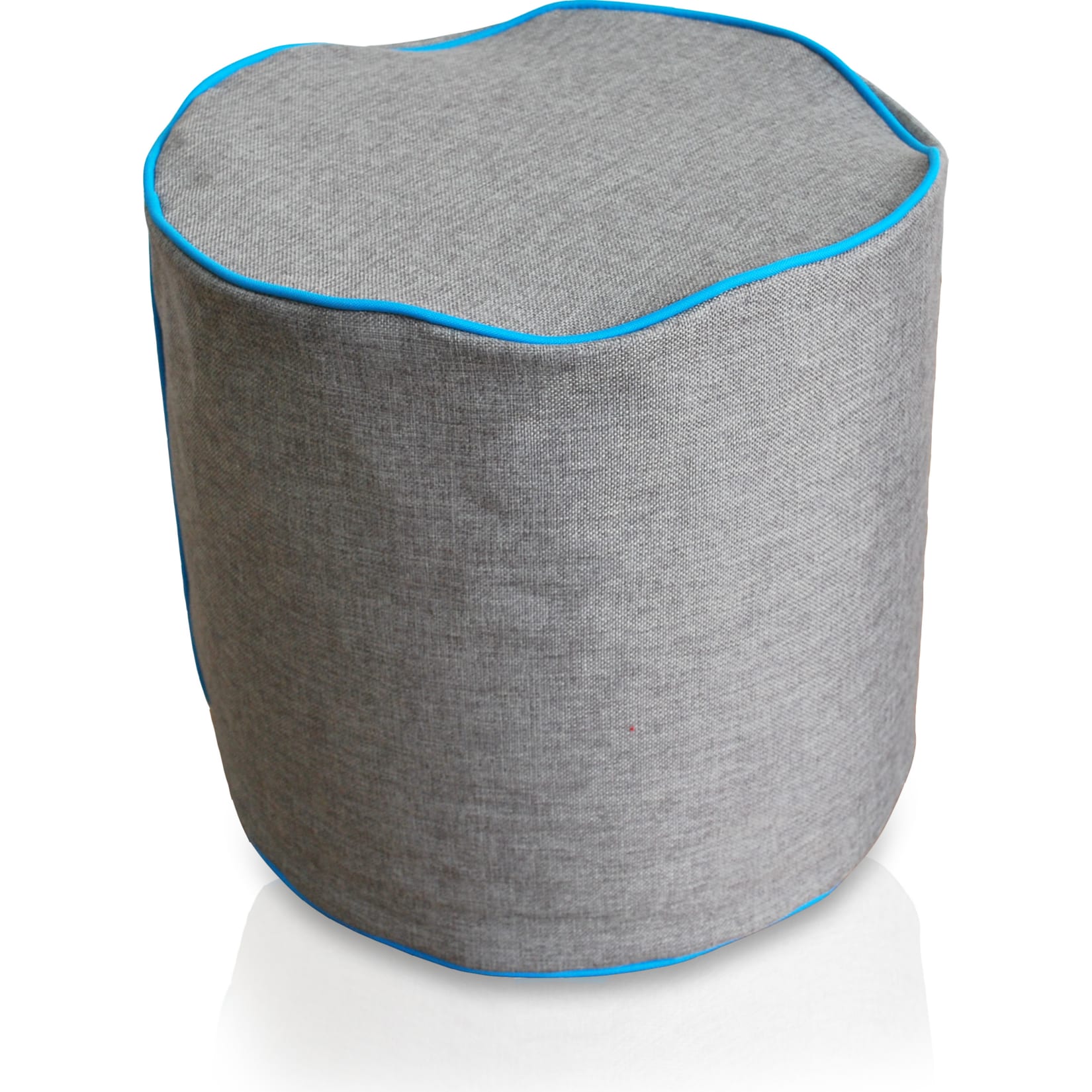 KINZLER Hocker rund, Leinenoptik mit Neon-Piping, T&uuml;rkis 