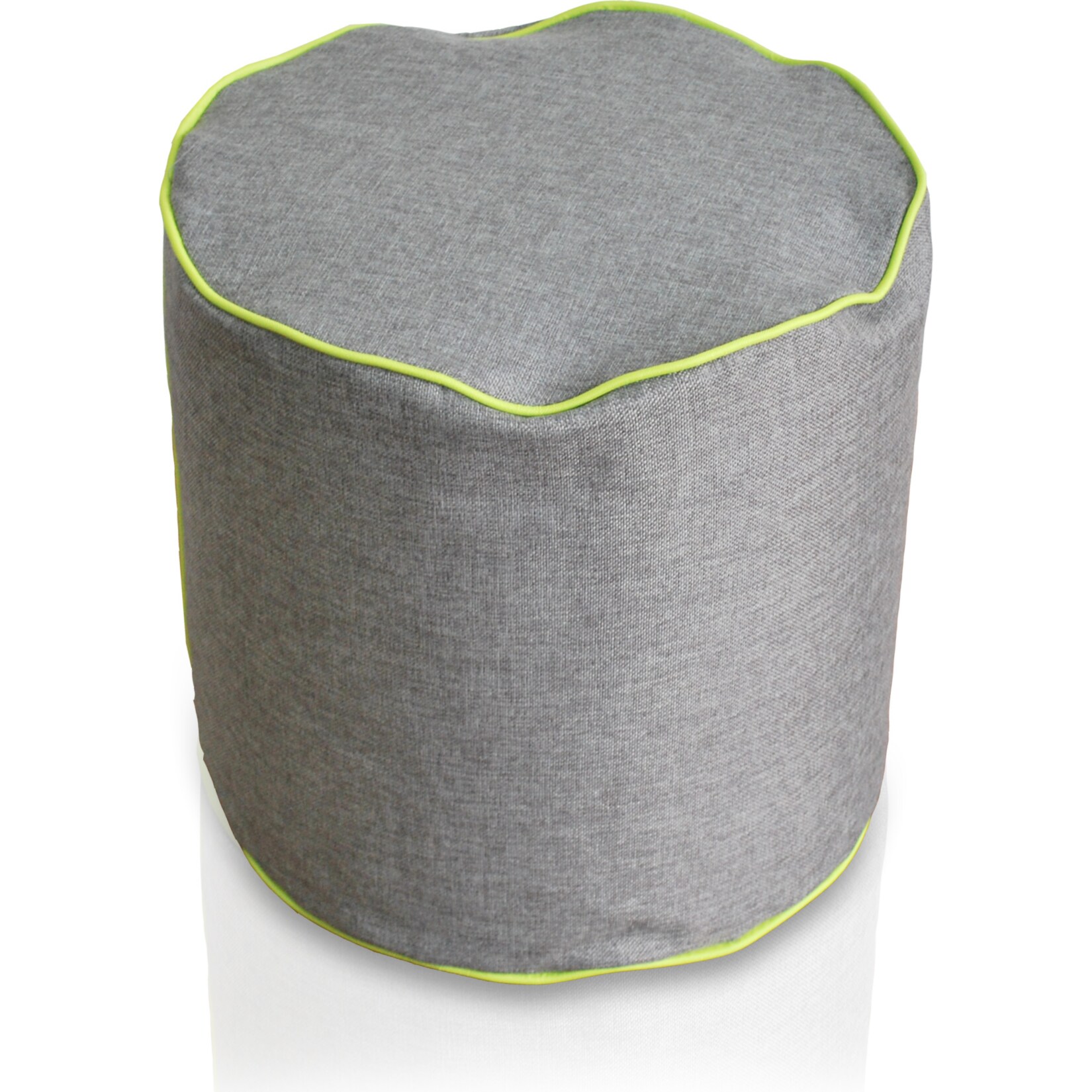 KINZLER Hocker rund, Leinenoptik mit Neon-Piping, Apfelgrün