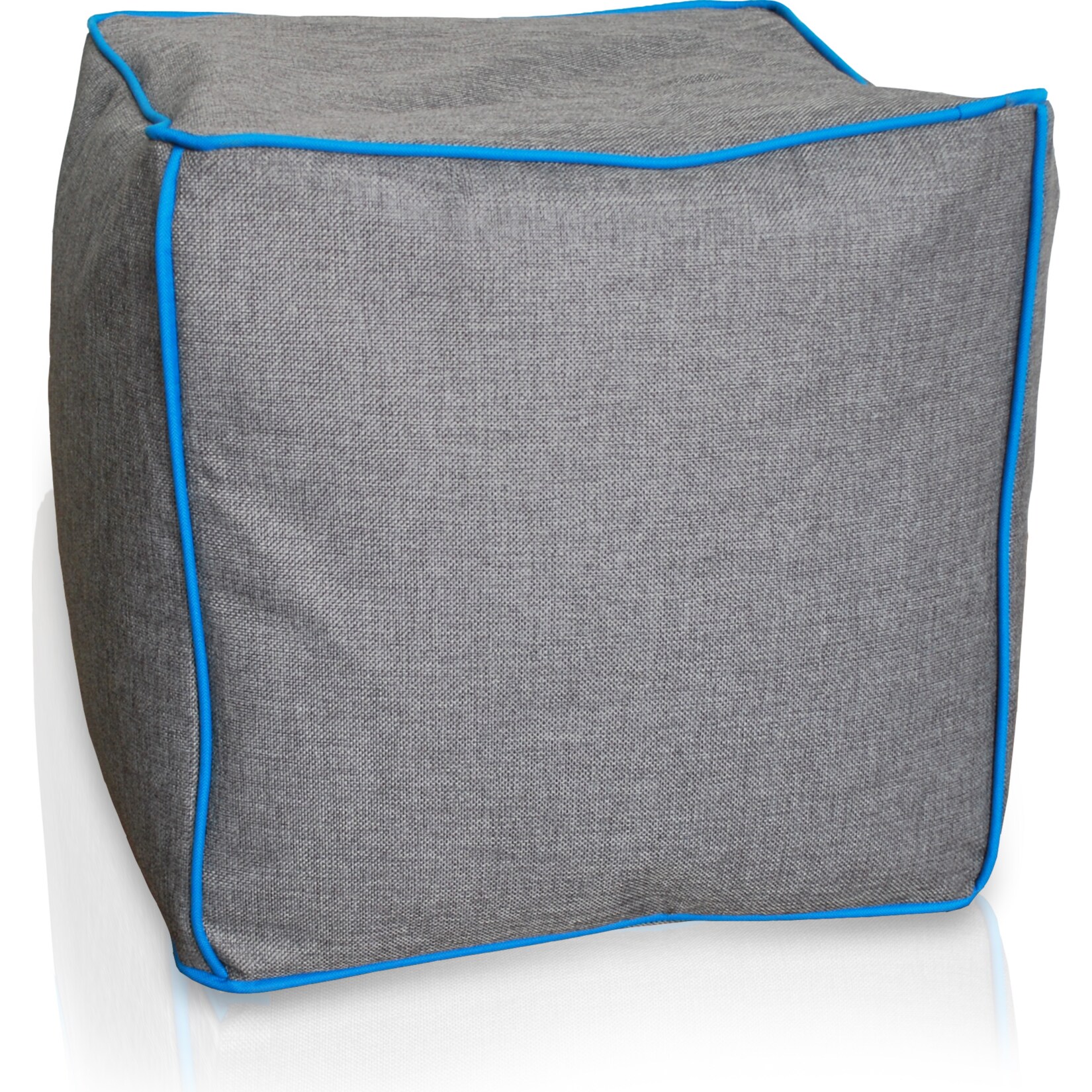 KINZLER Hocker eckig, Leinenoptik mit Neon-Piping, Türkis