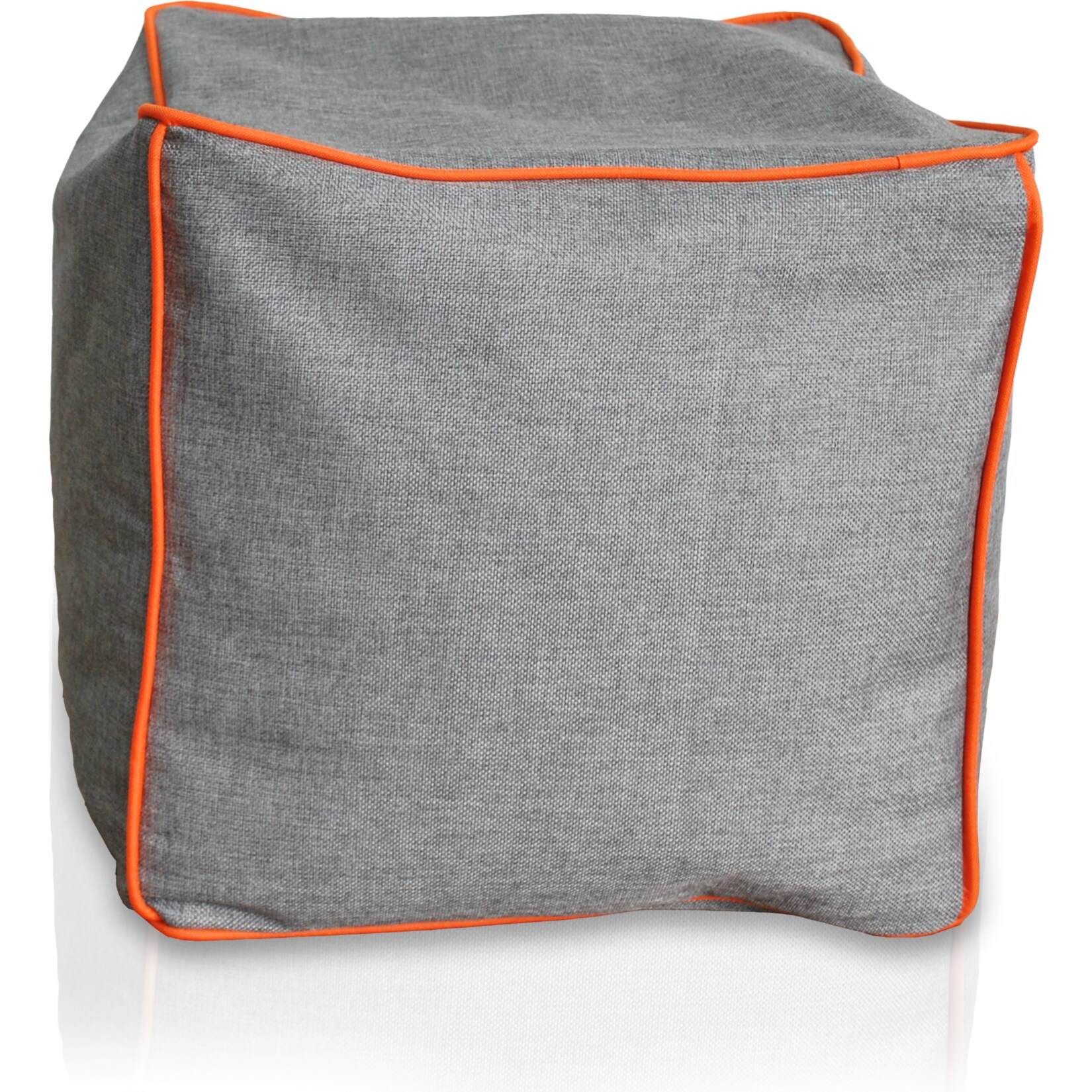 KINZLER Hocker eckig, Leinenoptik mit Neon-Piping, Terra