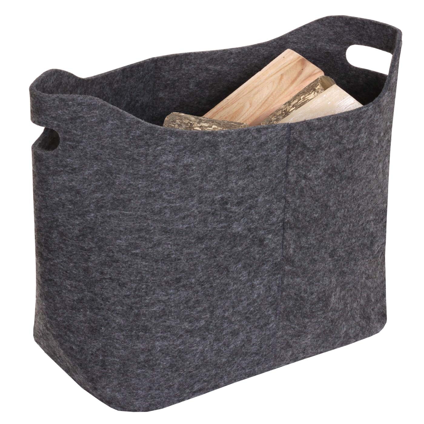 Filzkorb MCW-C35, Holzkorb Korb Filztasche Aufbewahrungskorb Deko Filzbox, 40l ~ dunkelgrau