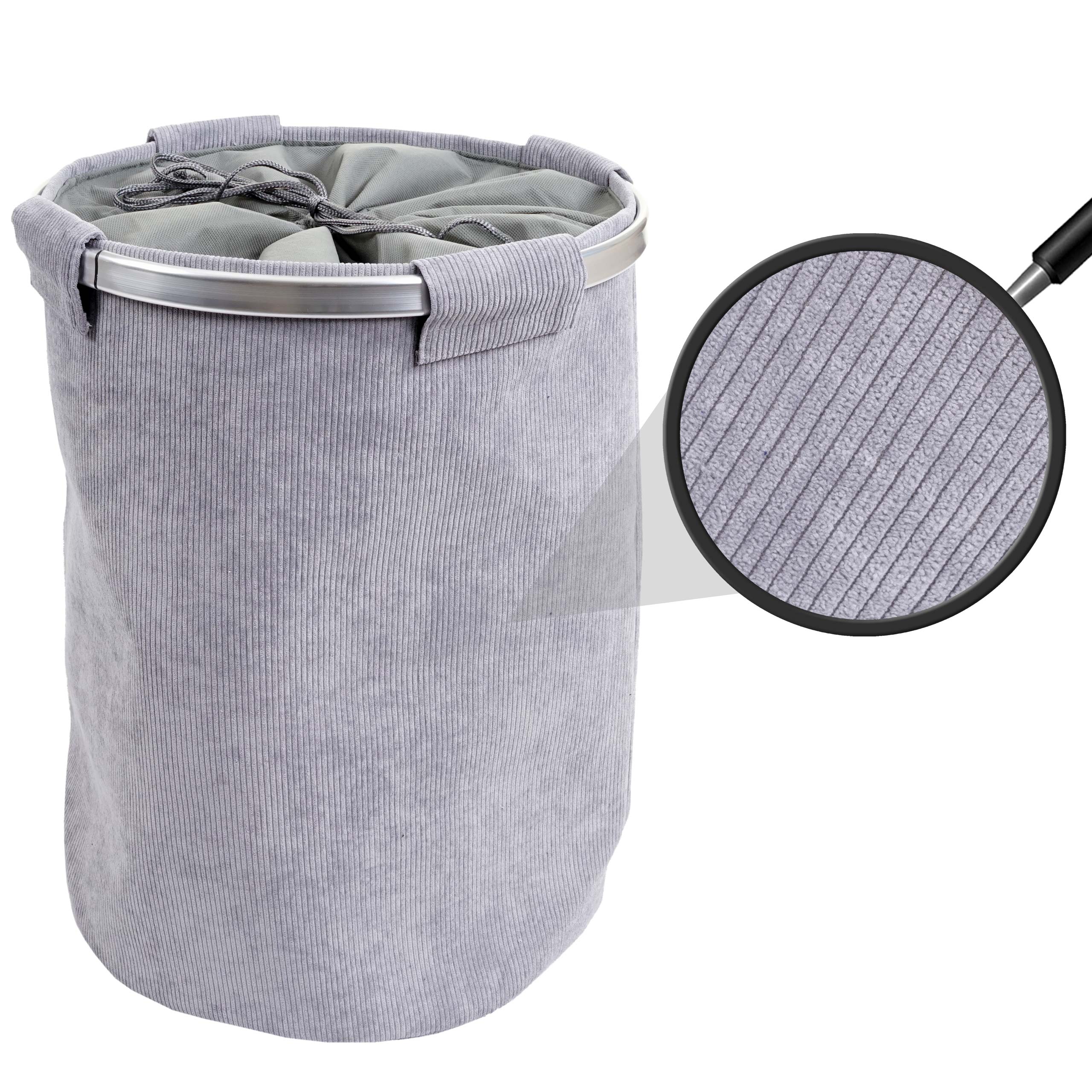 W&auml;schesammler MCW-C34, Laundry W&auml;schekorb W&auml;schebox W&auml;schesack W&auml;schebeh&auml;lter mit Netz, 55x39cm 65l ~ cord grau 