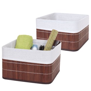 2er-Set Aufbewahrungskorb MCW-C21, Korb Aufbewahrungsbox Ordnungsbox Sortierbox Regalkorb, Bambus ~ braun 