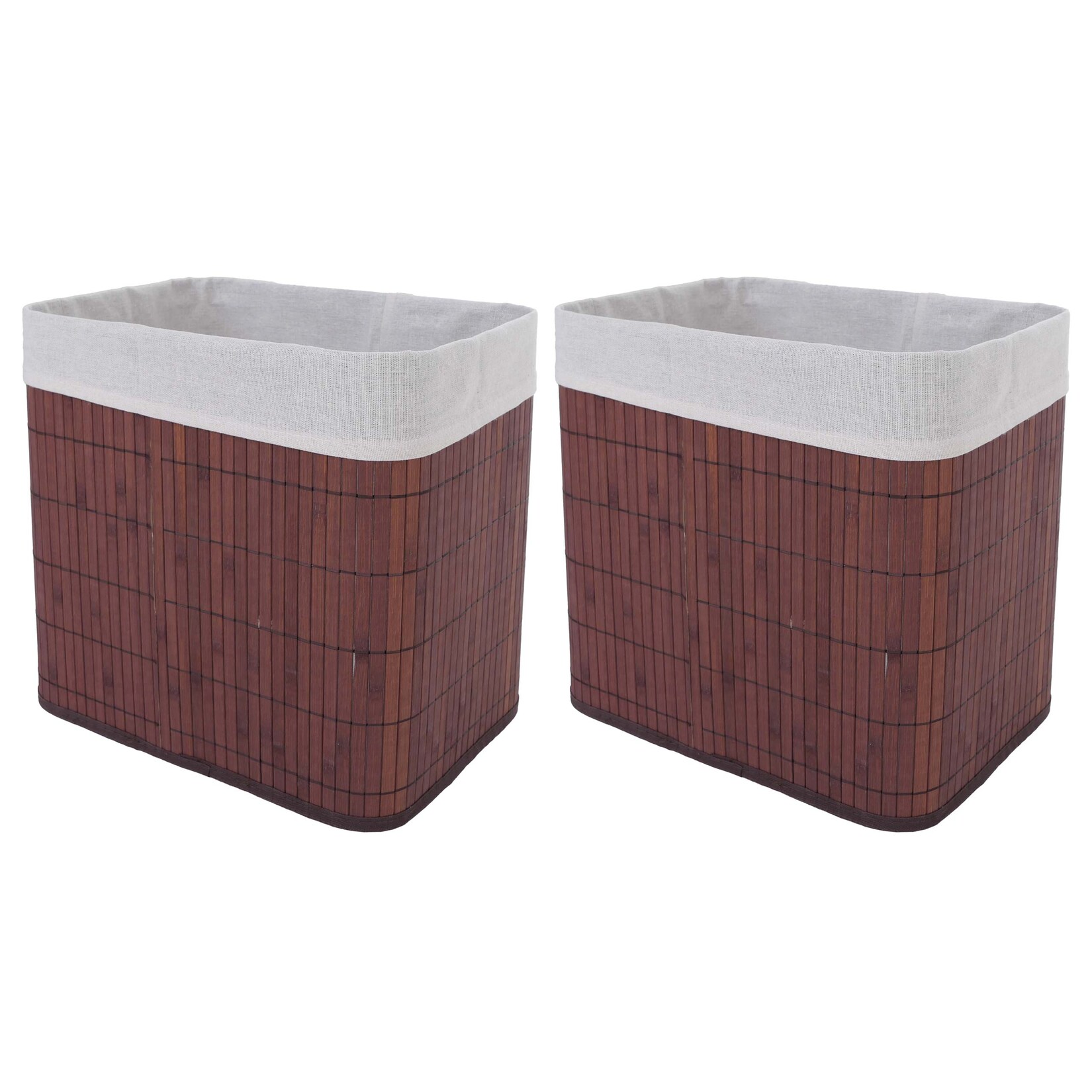 2er-Set Aufbewahrungskorb MCW-C21, Korb Aufbewahrungsbox Ordnungs-/Sortierbox Regalkorb, Bambus 33x33x23cm ~ braun