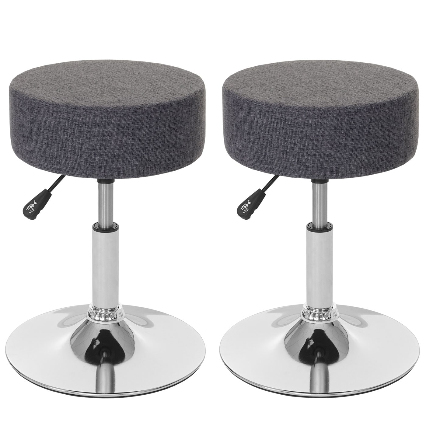 2er-Set Hocker MCW-C22, Sitzhocker Schminkhocker, h&ouml;henverstellbar &Oslash; 35cm ~ Textil, grau 