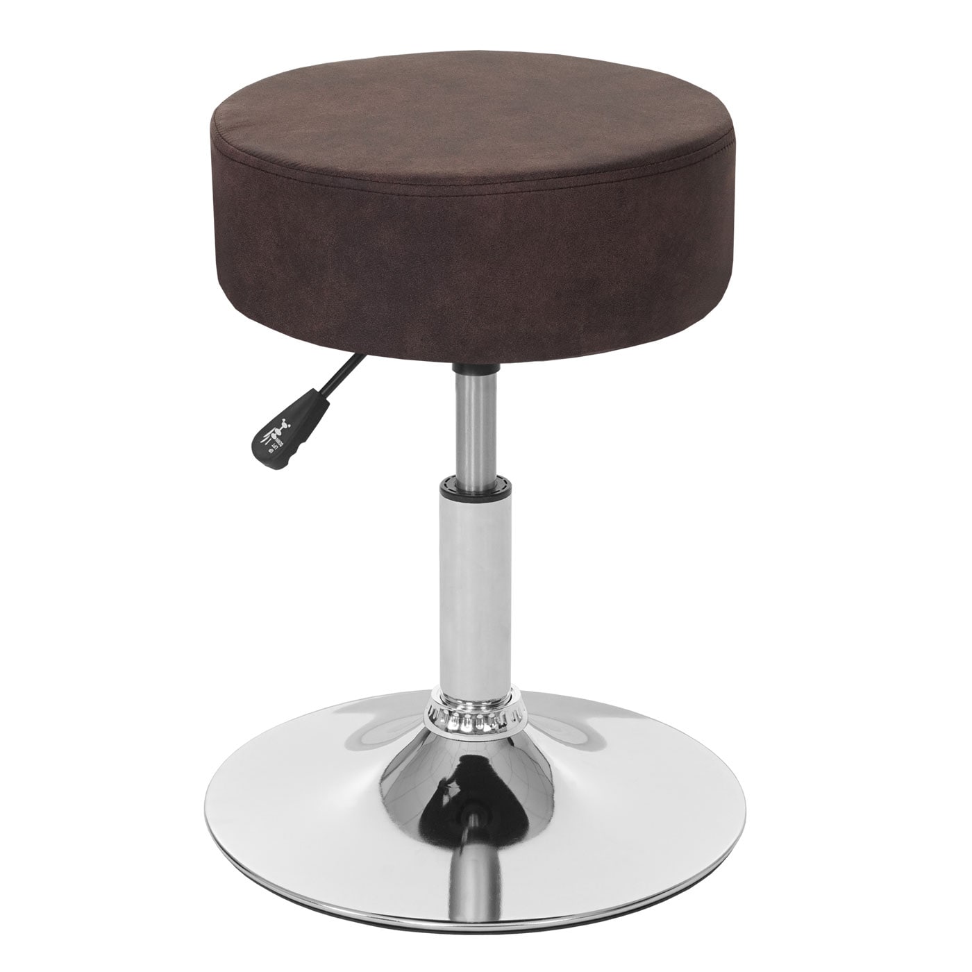 Hocker MCW-C22, Sitzhocker Schminkhocker, h&ouml;henverstellbar &Oslash; 35cm ~ Wildlederimitat, vintage dunkelbraun 