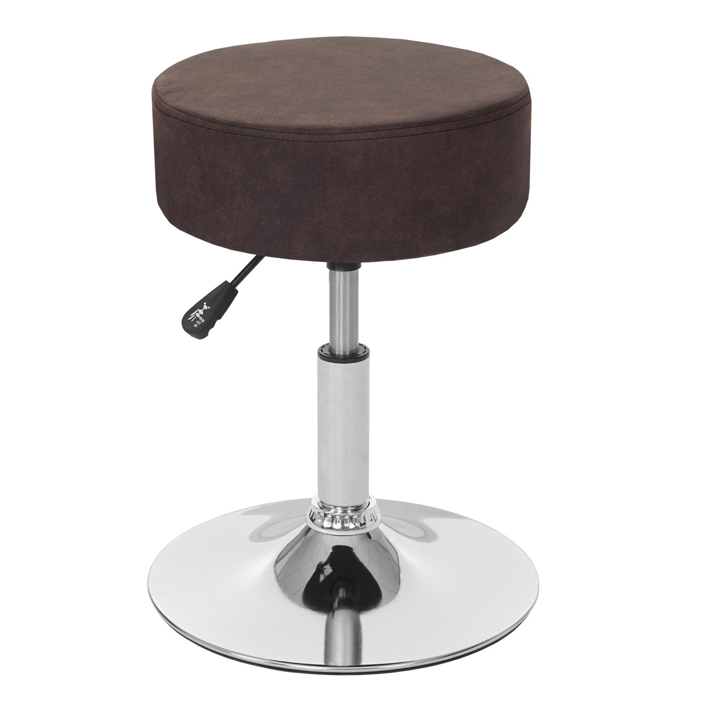 Hocker MCW-C22, Sitzhocker Schminkhocker, höhenverstellbar Ø 35cm ~ Wildlederimitat, vintage dunkelbraun