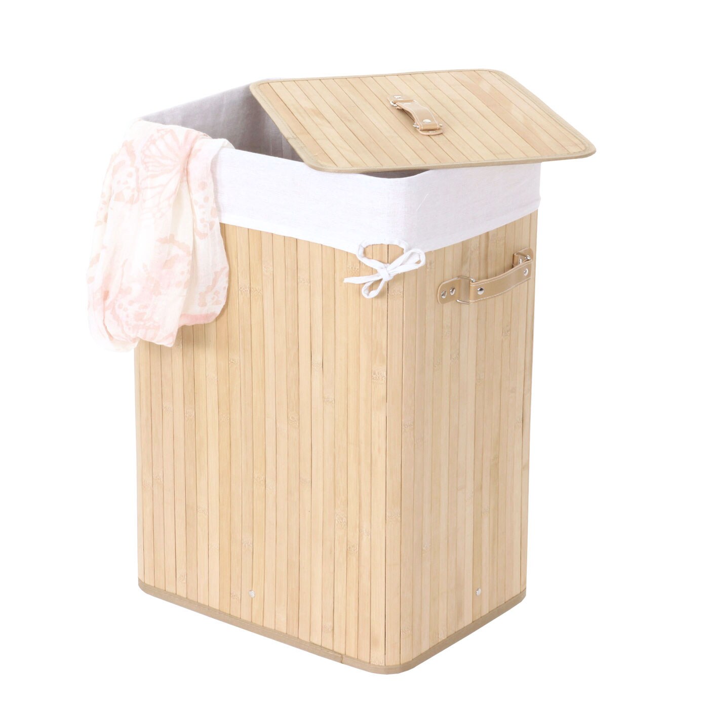 Wäschekorb MCW-C21, Laundry Wäschebox Wäschesammler Wäschebehälter Wäschetonne, Bambus 61x43x32cm 70l ~ naturfarben
