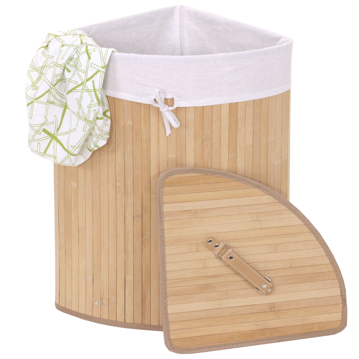 Wäschekorb MCW-C21, Laundry Wäschebox Wäschesammler Wäschebehälter Wäschetonne, Bambus 61x48x35cm 50l ~ naturfarben