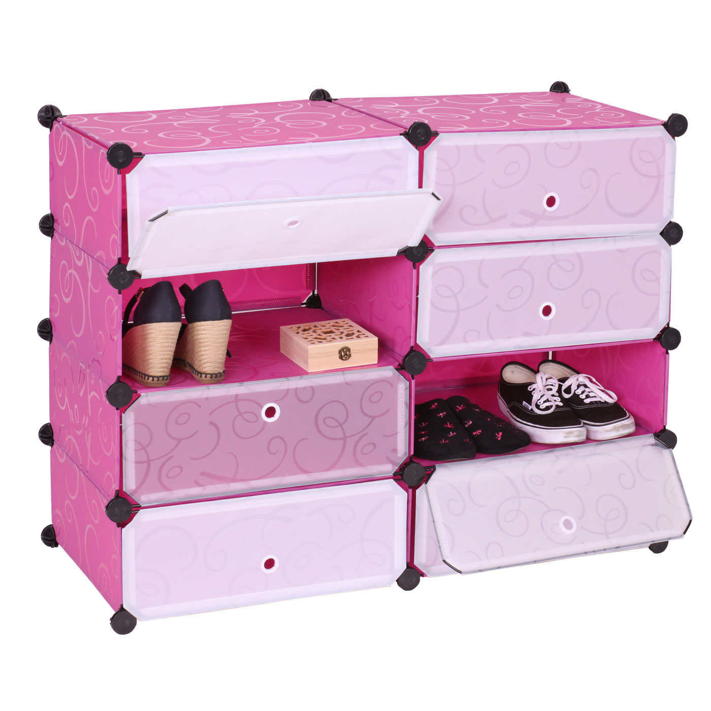 Schuhschrank MCW-B66, Schuhablage Schrank Steckregal Aufbewahrung, 8 F&auml;cher 73x92x36cm ~ rosa 