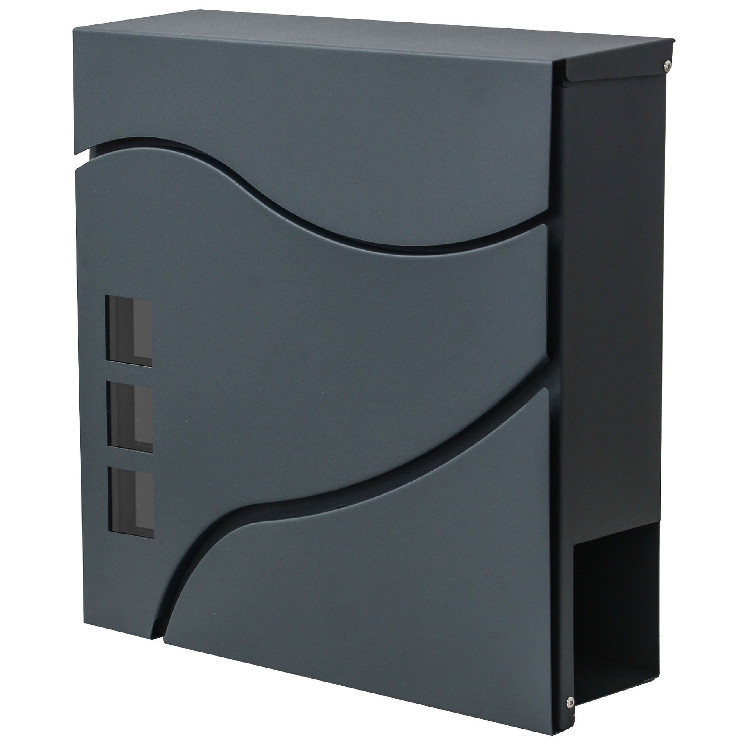 Briefkasten MCW-B31, Wandbriefkasten Postkasten Zeitungsfach pulverbeschichtet ~ anthrazit 