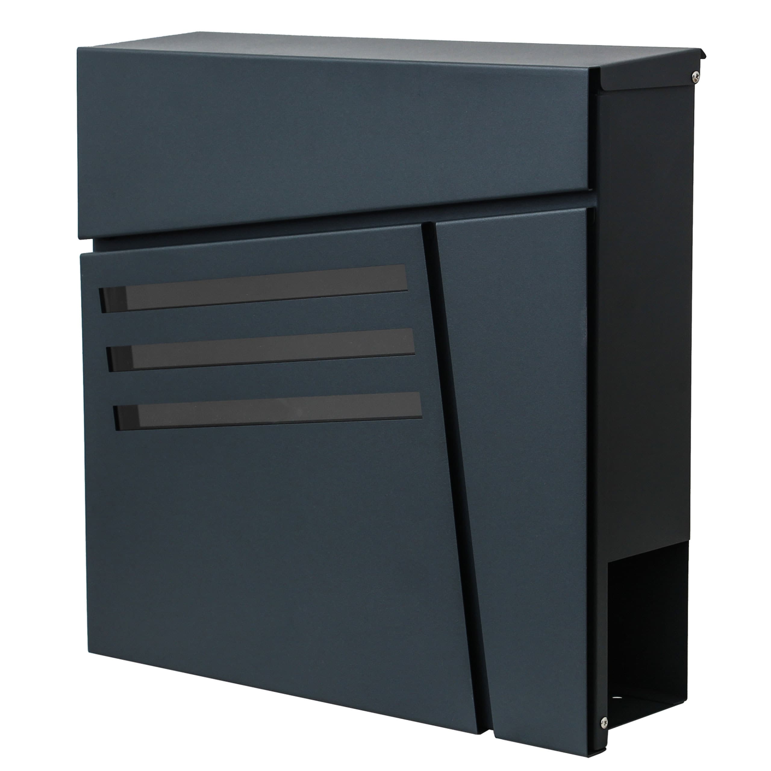 Briefkasten MCW-B28, Wandbriefkasten Postkasten Zeitungsfach, pulverbeschichtet ~ anthrazit 
