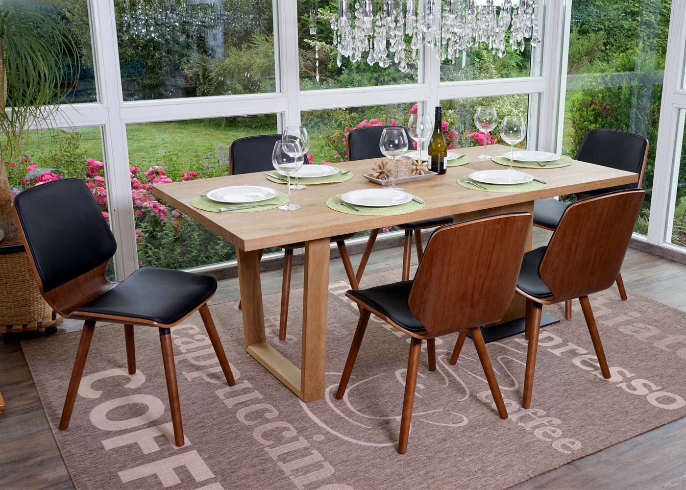 6er-Set Esszimmerstuhl MCW-B16, Holz Bugholz Retro-Design Walnussoptik, MVG-zertifiziert ~ Kunstleder schwarz 