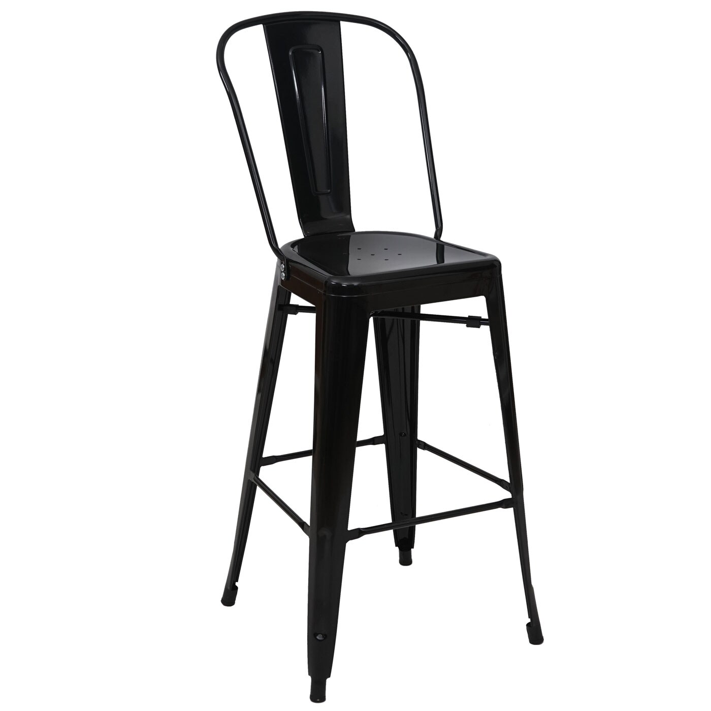 Barhocker MCW-A73, Barstuhl Tresenhocker mit Lehne, Metall Industriedesign ~ schwarz