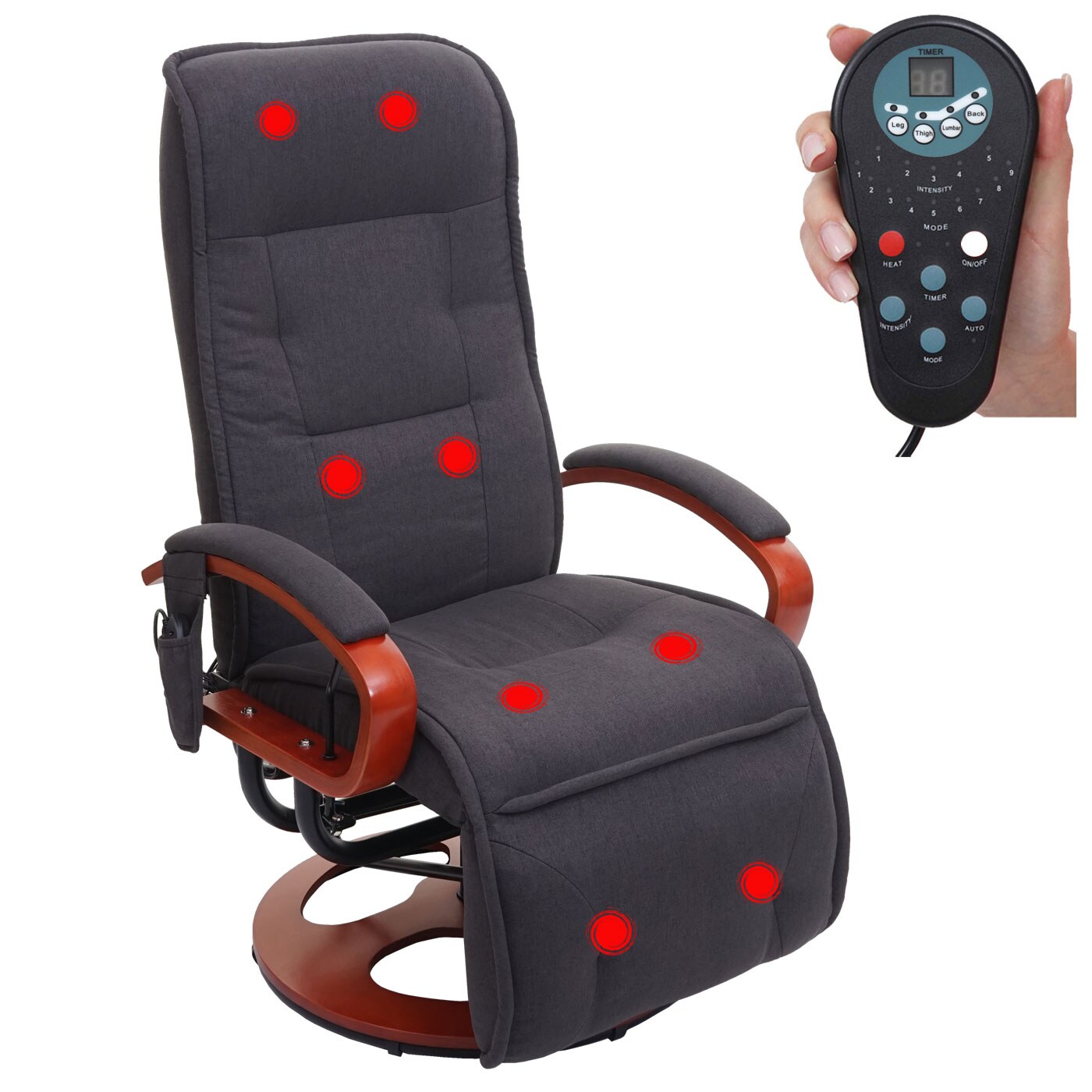 Relaxliege Terni II, Relaxsessel Massagesessel, MIT Massage Stoff/Textil ~ dunkelgrau