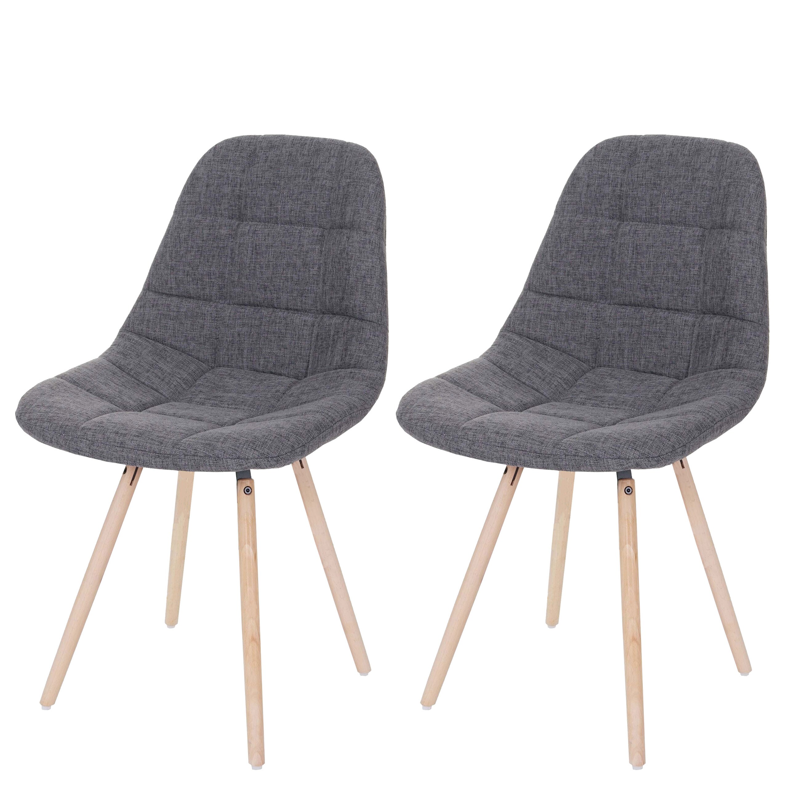 2er-Set Esszimmerstuhl MCW-A60 II, Stuhl K&uuml;chenstuhl, Retro 50er Jahre Design ~ Stoff/Textil grau 