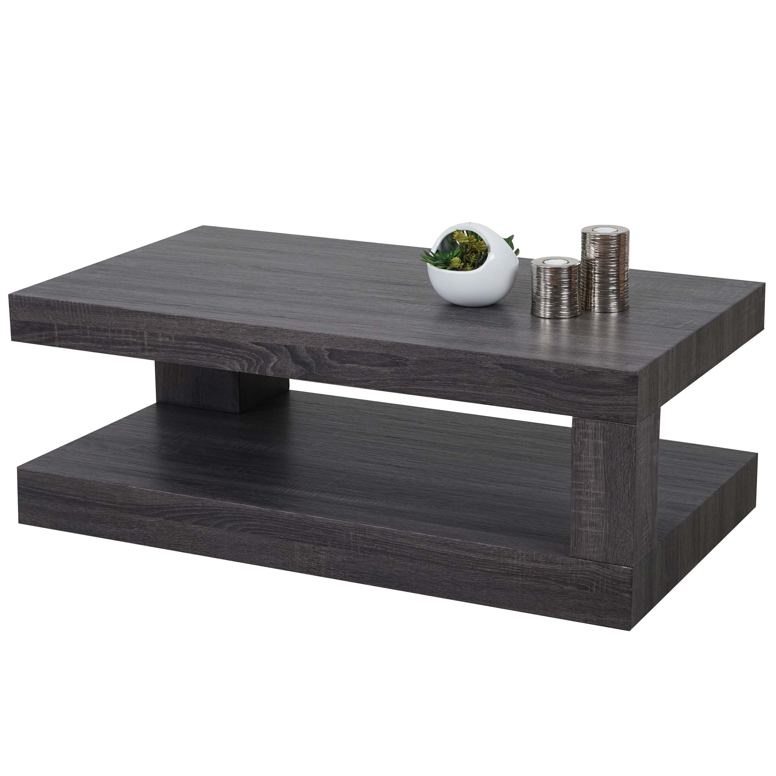 Couchtisch MCW-A32, Wohnzimmertisch, 3D-Struktur, 40x110x60cm ~ schwarze Eicheoptik 
