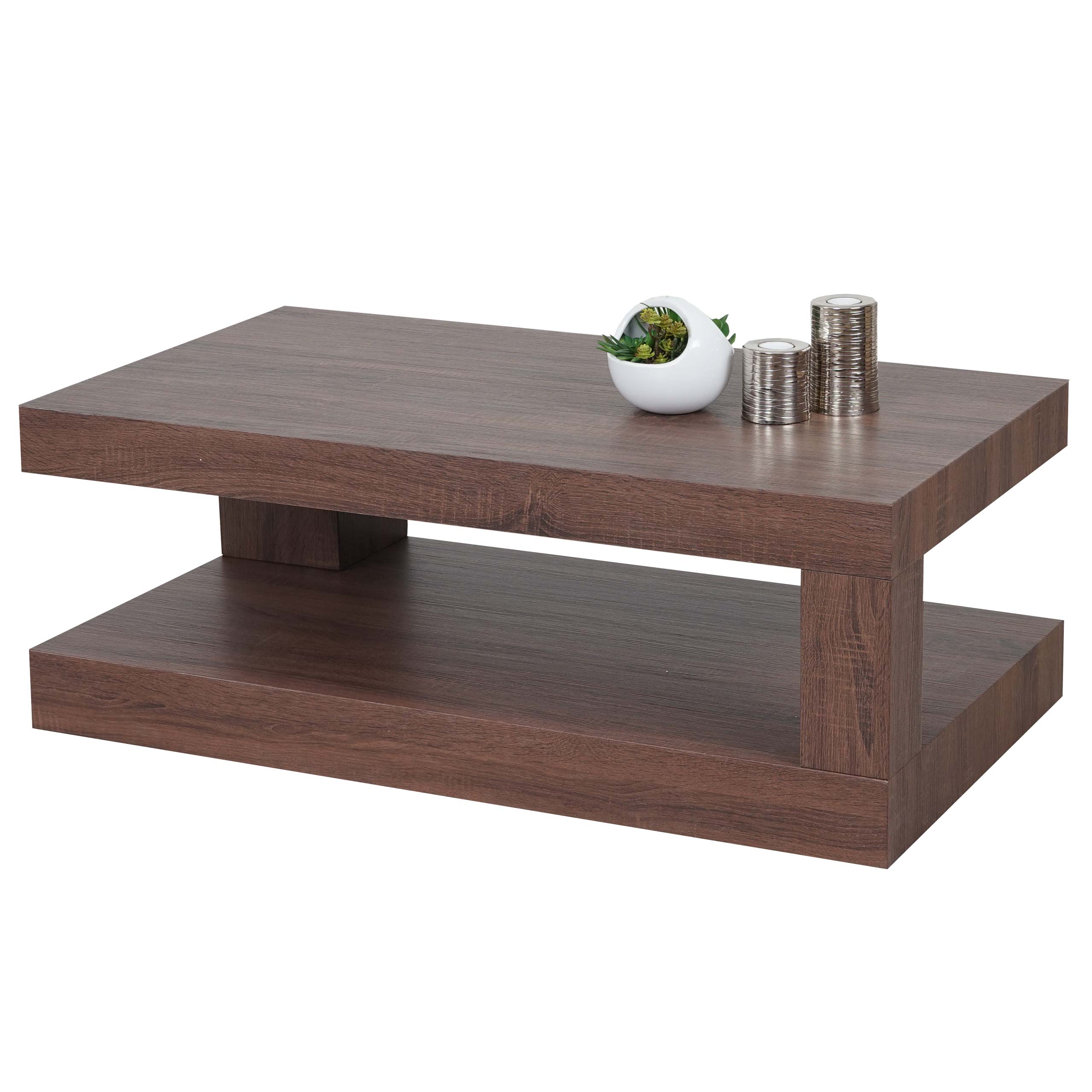 Couchtisch MCW-A32, Wohnzimmertisch, 3D-Struktur, 40x110x60cm ~ braune Eicheoptik 