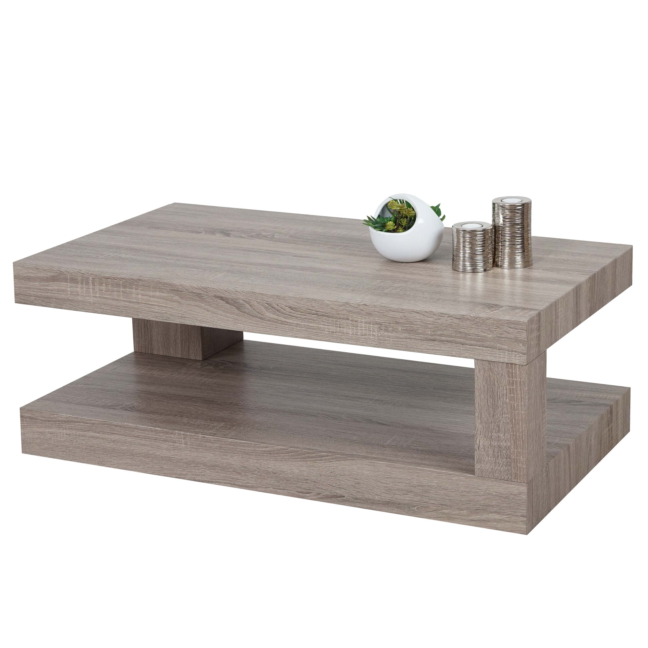Couchtisch MCW-A32, Wohnzimmertisch, 3D-Struktur, 40x110x60cm ~ dunkle Eicheoptik 