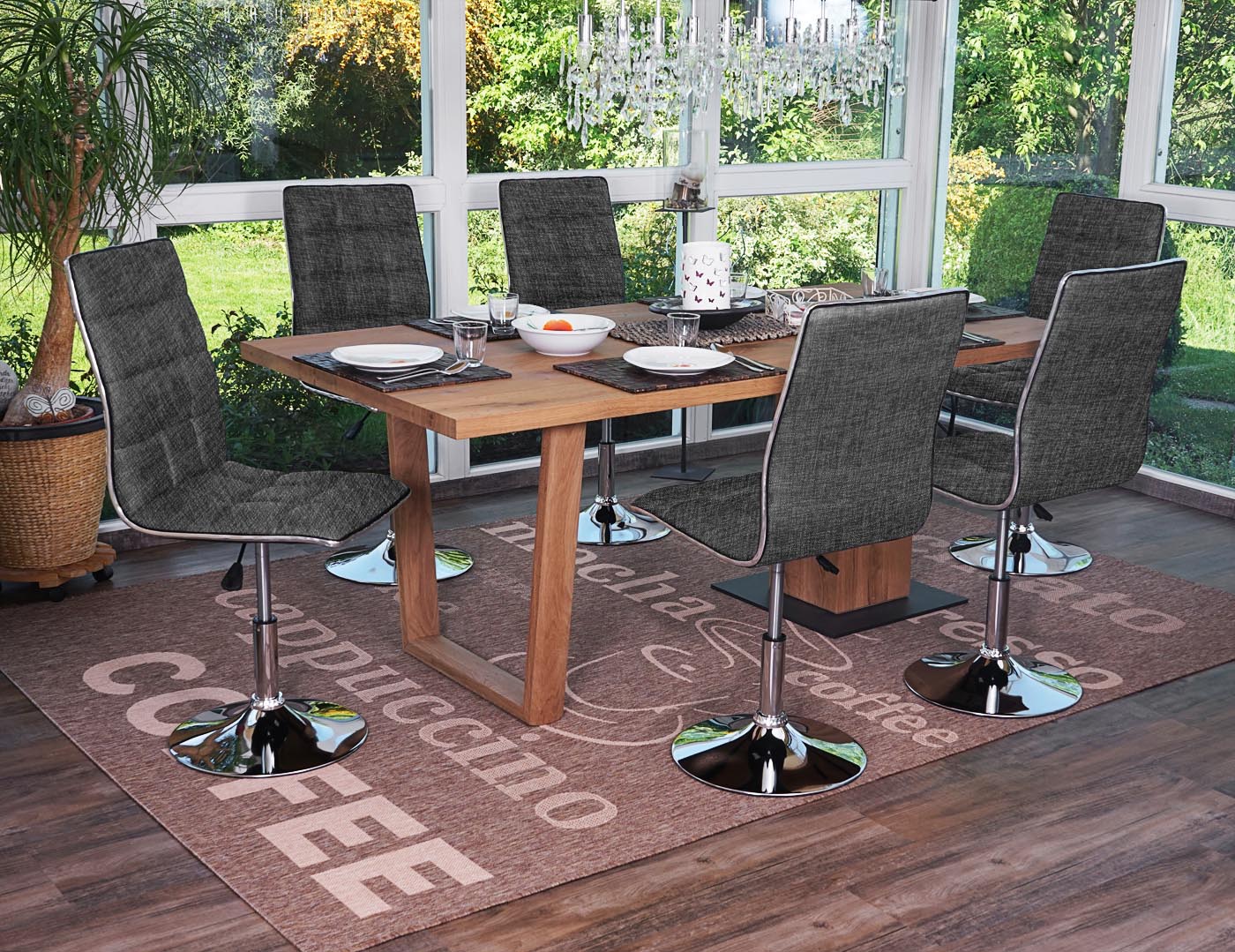 6er-Set Esszimmerstuhl MCW-C41, Stuhl K&uuml;chenstuhl, Stoff/Textil MVG ~ hellgrau 