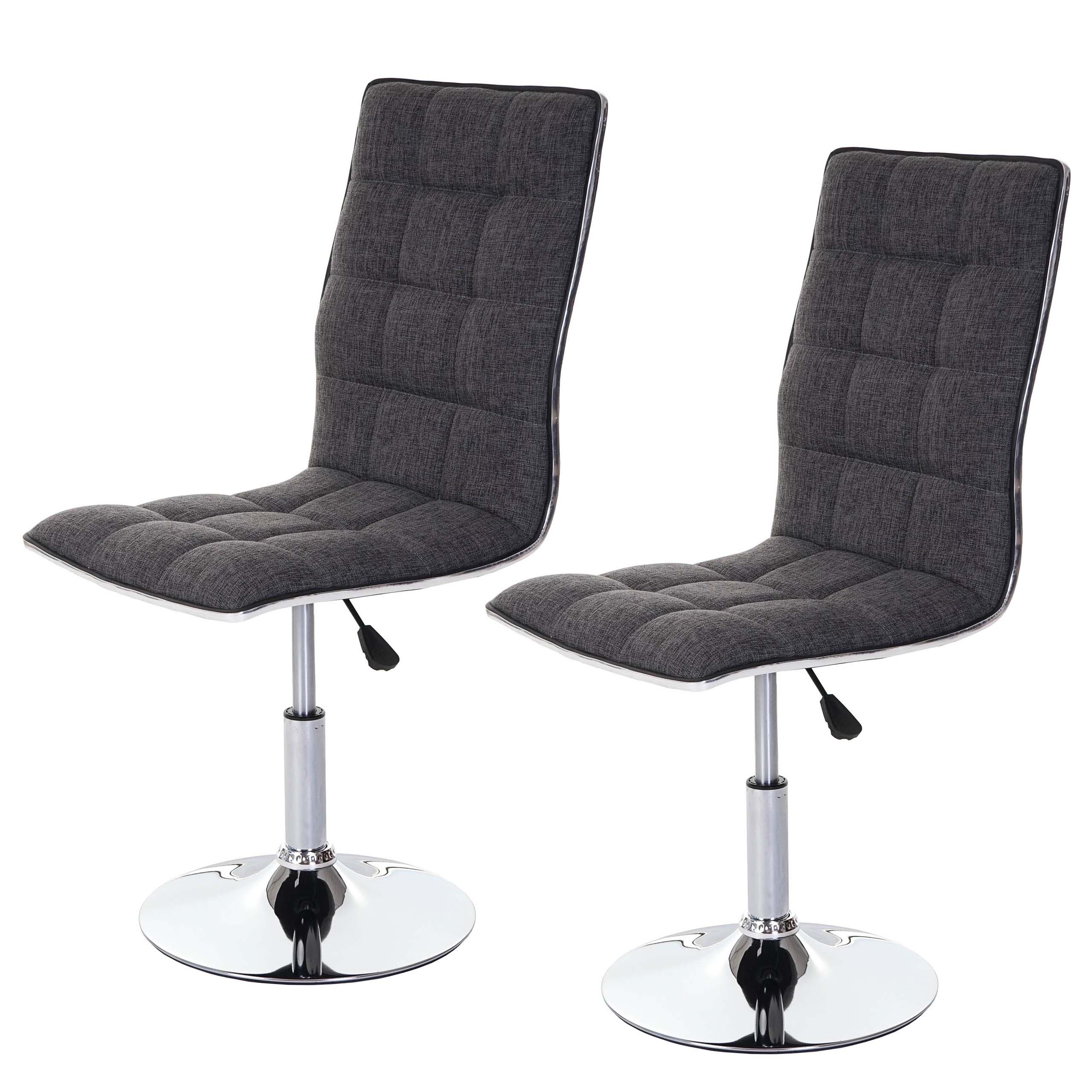 2er-Set Esszimmerstuhl MCW-C41, Stuhl K&uuml;chenstuhl, h&ouml;henverstellbar drehbar, Stoff/Textil MVG ~ hellgrau 