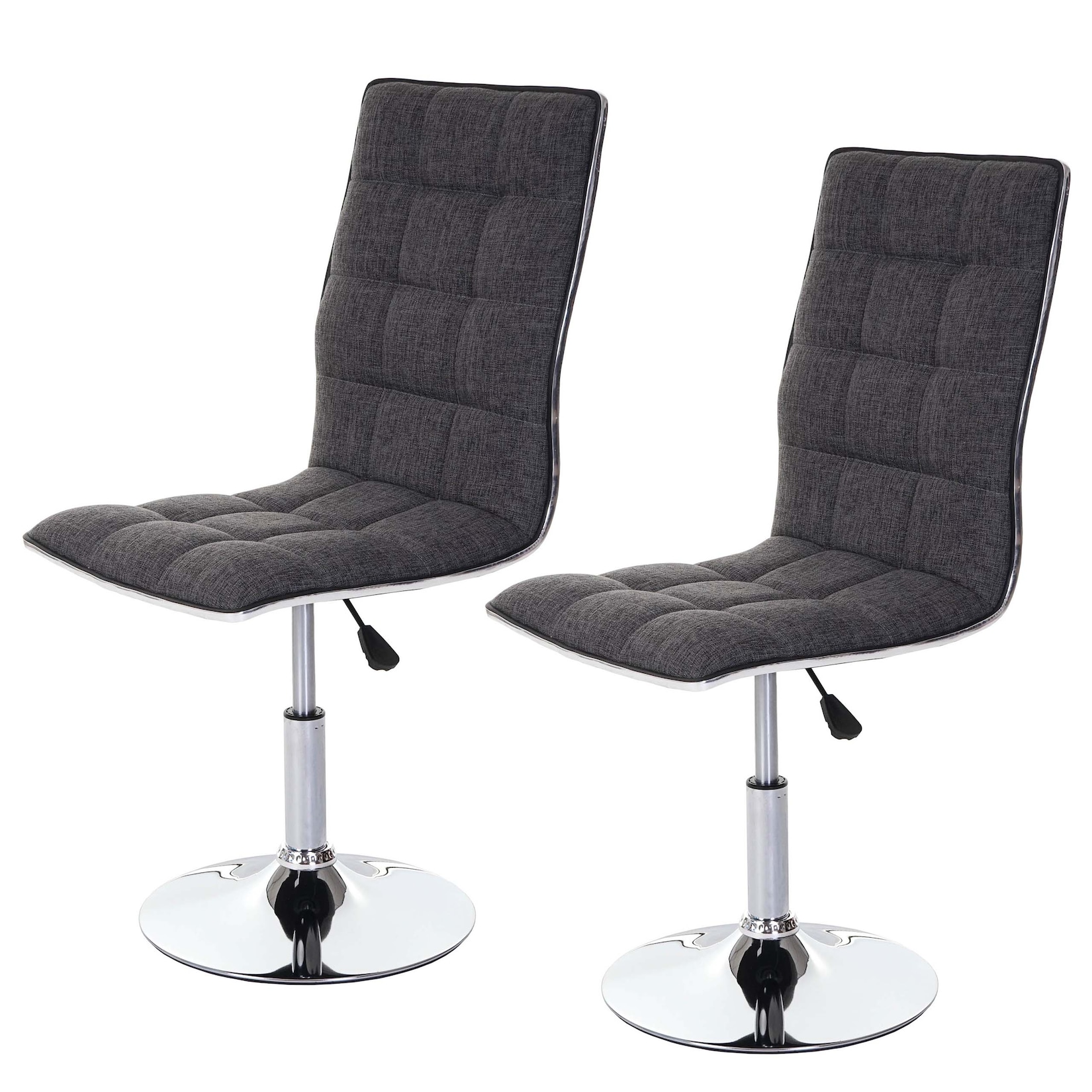 2er-Set Esszimmerstuhl MCW-C41, Stuhl Küchenstuhl, höhenverstellbar drehbar, Stoff/Textil MVG ~ hellgrau