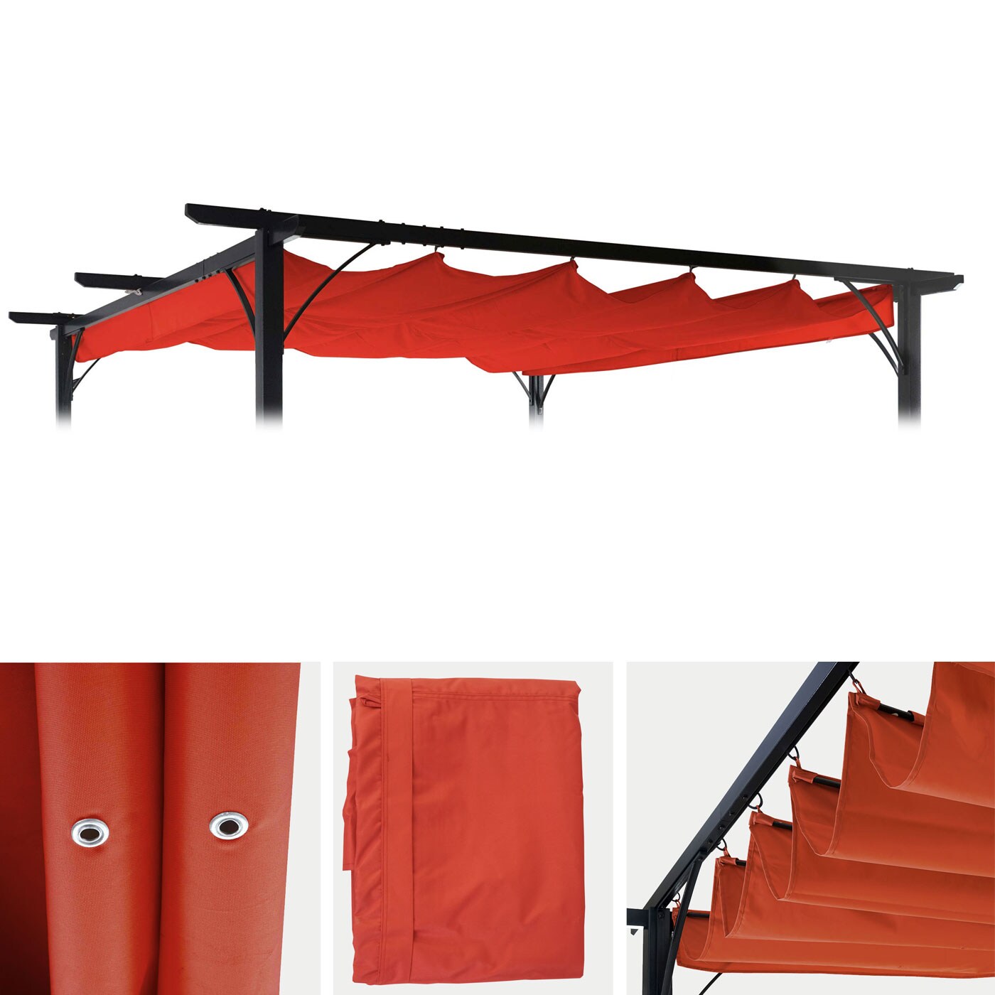 Ersatzbezug 370x300cm f&uuml;r Dach Pergola Pavillon MCW-C42 3,5x3,5m ~ terracotta 