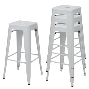 4er-Set Barhocker MCW-A73, Barstuhl Tresenhocker, Metall Industriedesign stapelbar ~ weiß 