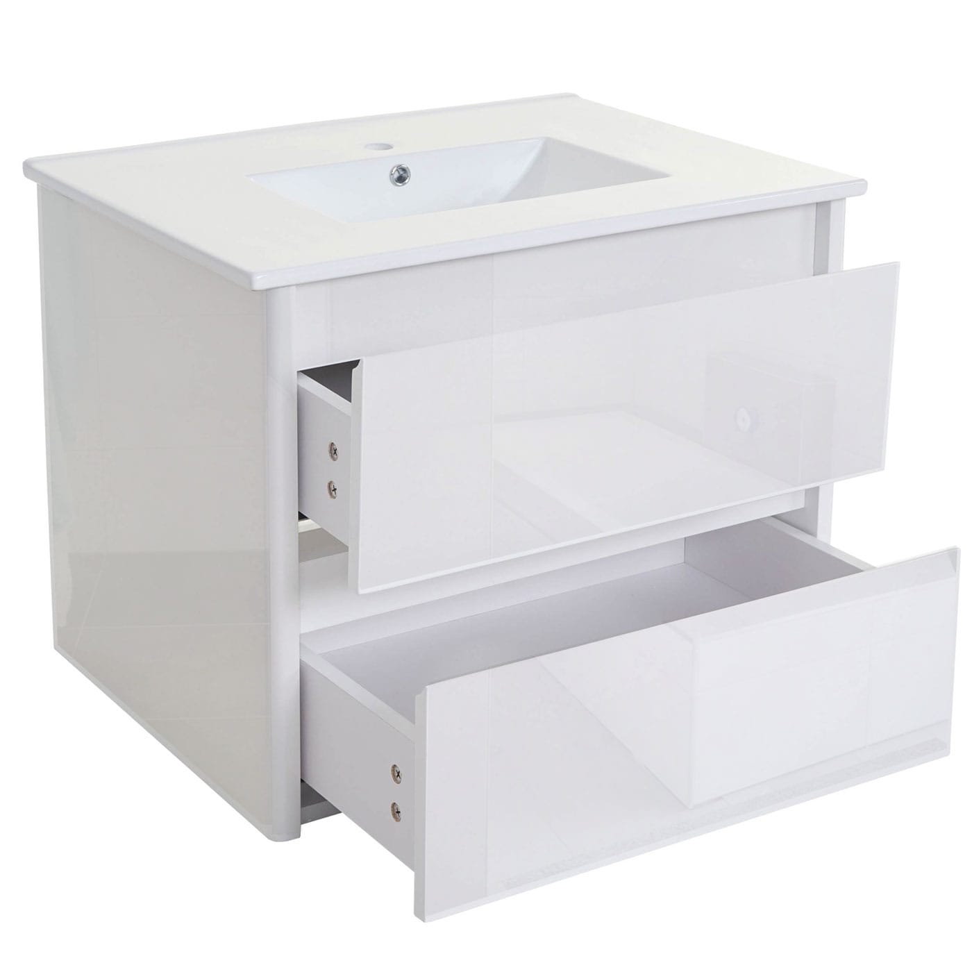 Waschbecken + Unterschrank MCW-B19, Waschbecken Waschtisch Badezimmer, hochglanz 50x80cm ~ weiß
