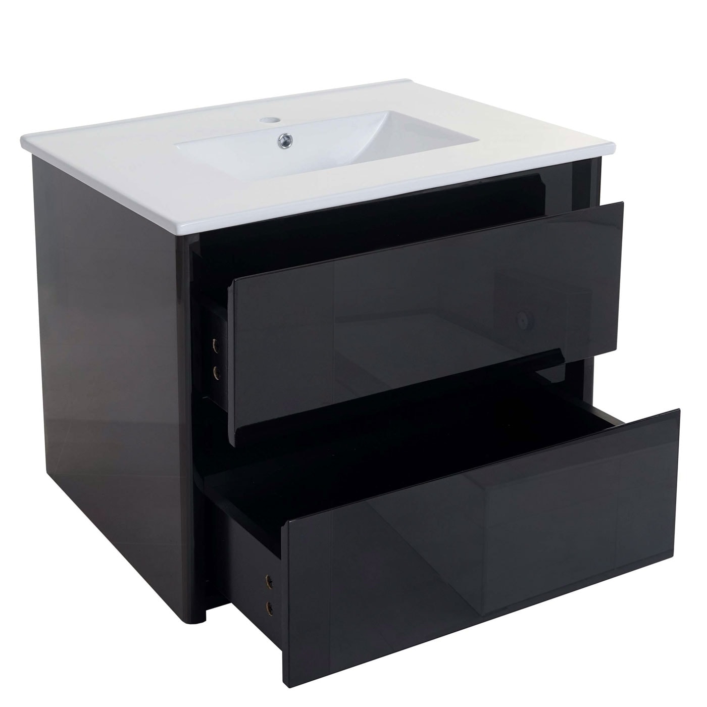 Waschbecken + Unterschrank MCW-B19, Waschbecken Waschtisch Badezimmer, hochglanz 50x80cm ~ schwarz
