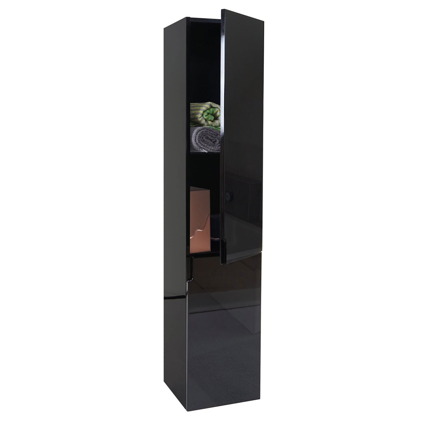 H&auml;ngeschrank MCW-B19, Midischrank Hochschrank Badezimmer Badm&ouml;bel, hochglanz 150x30cm ~ schwarz 