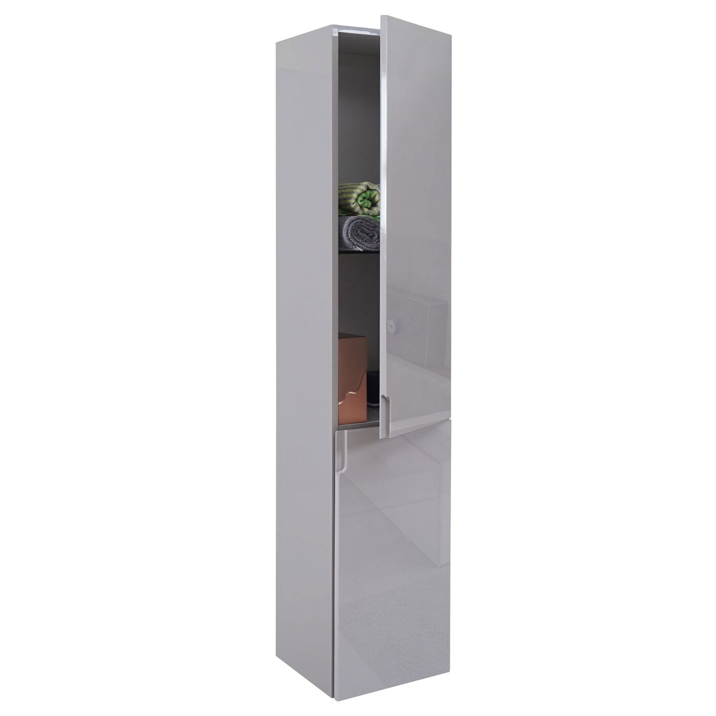 H&auml;ngeschrank MCW-B19, Midischrank Hochschrank Badezimmer Badm&ouml;bel, hochglanz 150x30cm ~ grau 