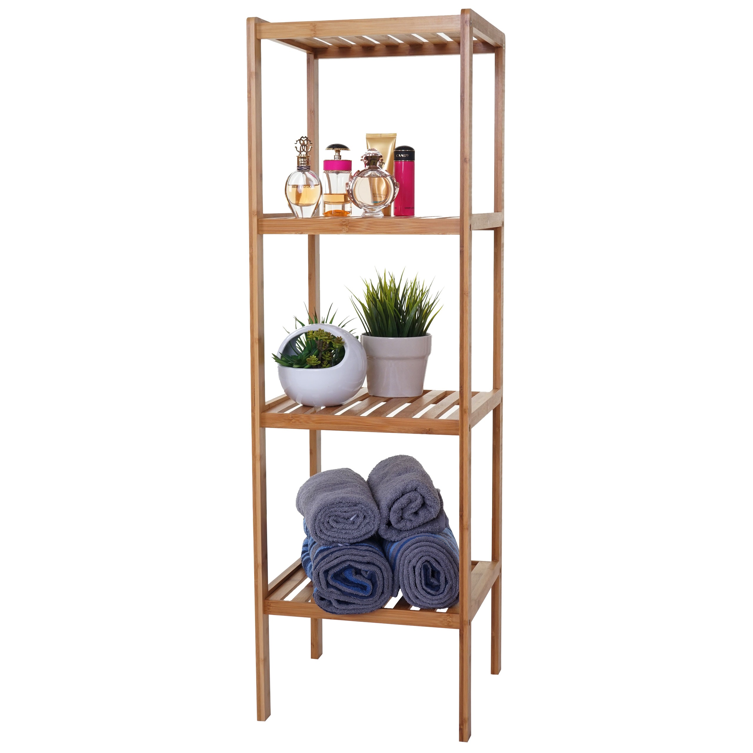 Badregal MCW-B18, Badezimmer Badschrank Standregal, Bambus ~ 110x34x33cm 